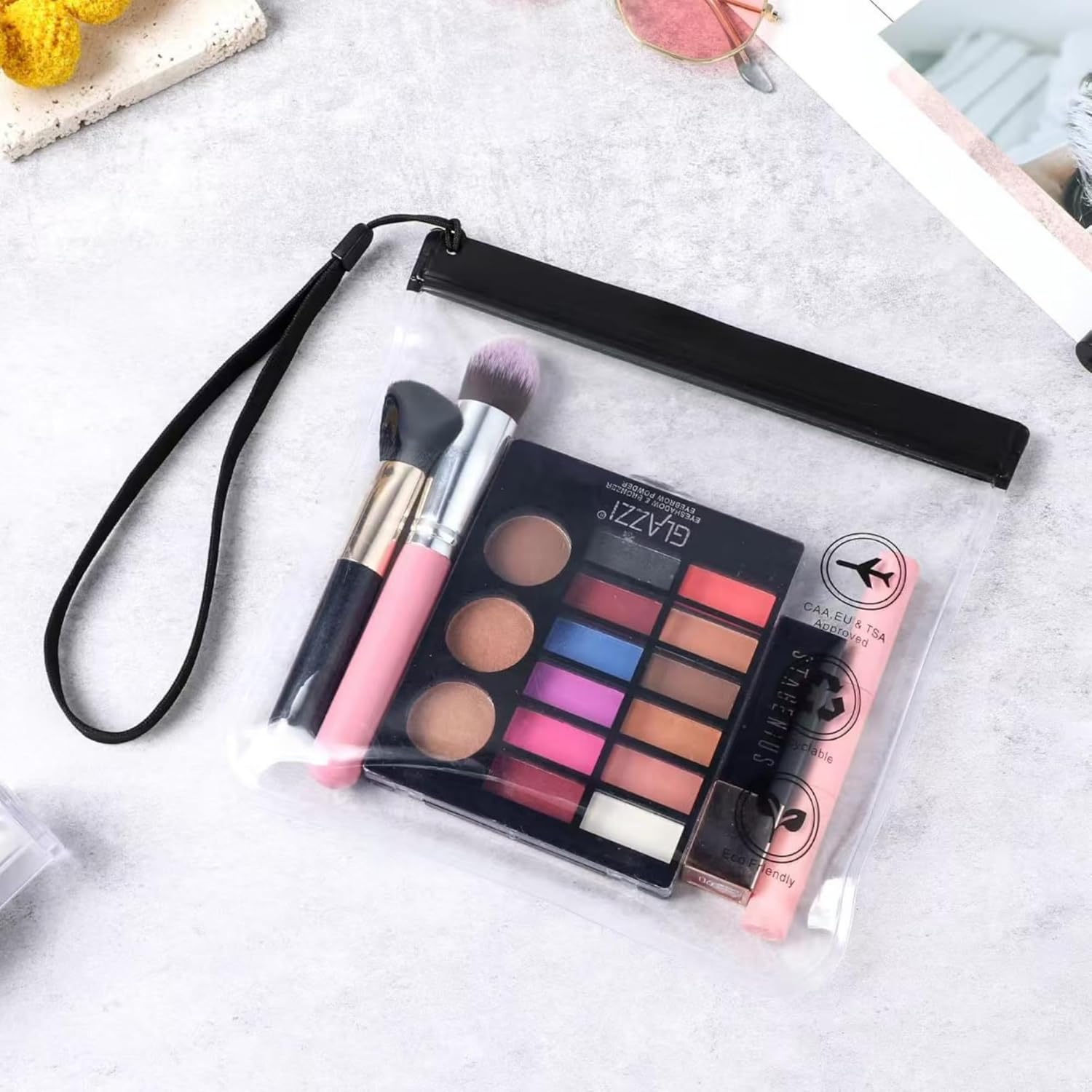 4Pcs Transparent Safety Wash Bag, Waterproof and Leak-Proof Travel Liquid Bag, EVA Waterproof Cosmetic Bag, Portable Travel Wash Bag,Black