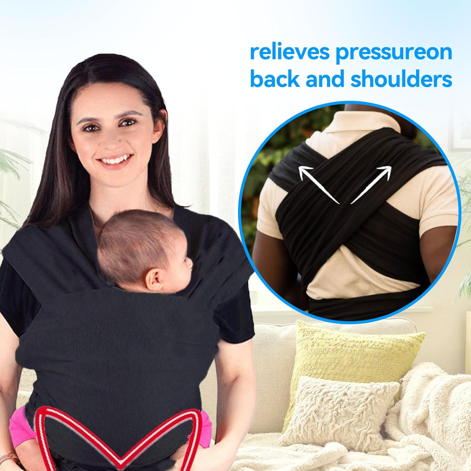 Baby Carrier &ndash; Original Newborn Carrier (For Newborns Weighing up to 22 Pounds), Soft, Safe, Hands-Free, and Ergonomically Designed, Ideal for Bonding with Your Baby, Perfect for New Parents image number 5