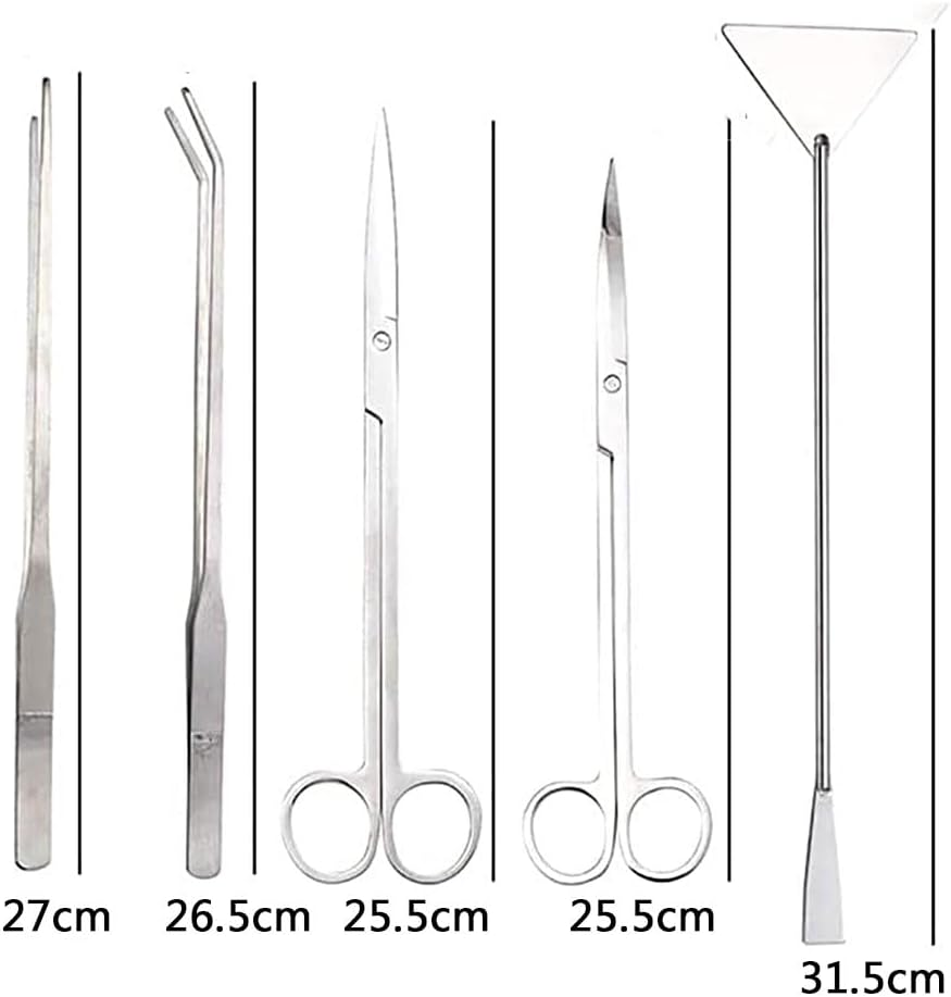 5 Pieces Aquarium Scissor Tools Kit,Aquarium Scissor Tweezers Spatula Tool,5 in 1 Stainless Steel Aquatic Plants Aquascaping Tools Set, for Aquariums and Fish Tank.