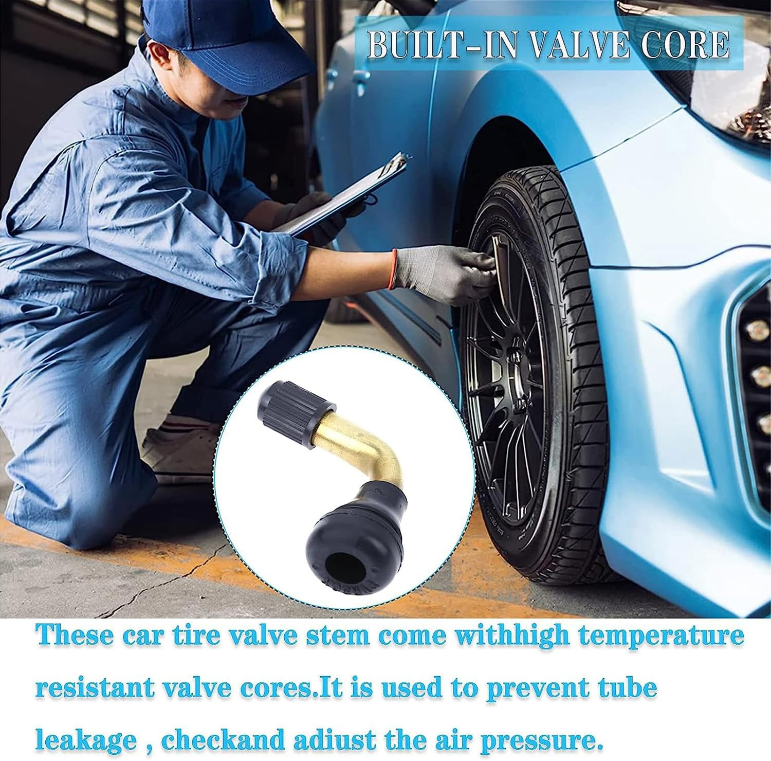 YUENTOEN 4Pcs Tire Valve Stem Bent 45 Degree Angled for Bolt-In Valve Stem, Snap-In Rubber Base Tubeless Tire Rim Valve for Motorcycle, Scooter, ATV image number 4