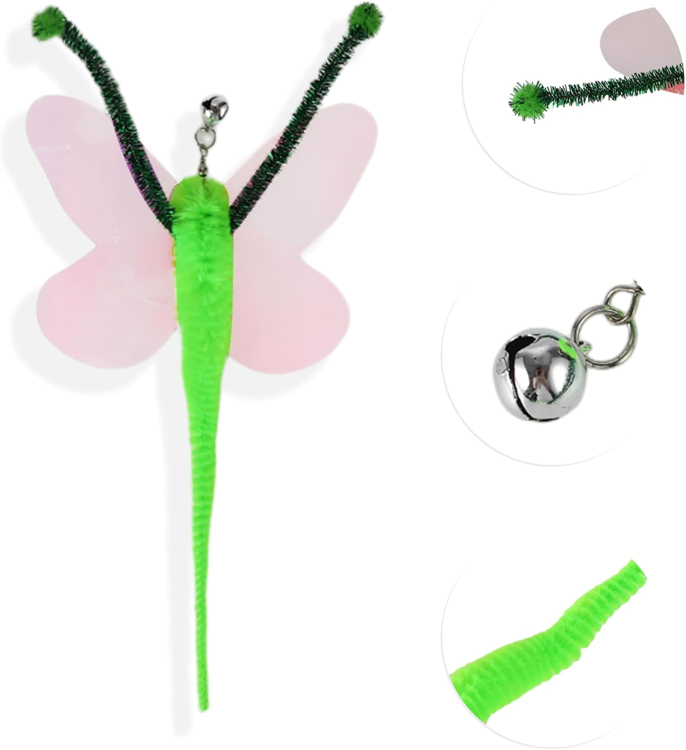 CAPASTEC Pack of 2 Cat Wand Replacement for Pet Interactive, Green, Caterpillars image number 2