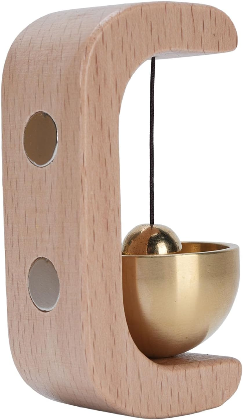 Jectse Shopkeepers Bell for Door Opening, 7.5X3.7X3.2Cm/2.95X1.45X1.25Inch Wood Brass Retro Magnetic Doorbell Cute Door Chime for Business When Entering, C-Shaped Decor Bells with Double Sided Tape image number 3