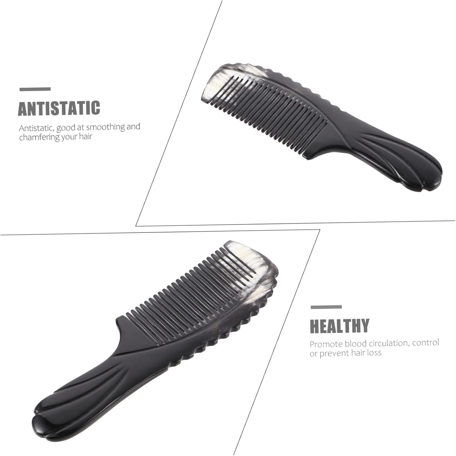 IWOWHERO Natural Buffalo Horn Fine Tooth Comb for Hair Care No Snags No Static Frizz Easy Detangle image number 4