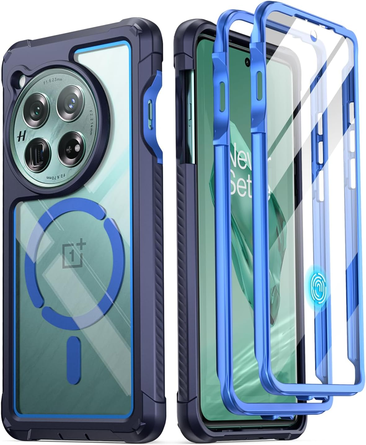 Poetic Guardian Case for Oneplus 12 5G (2024), Built-In Screen Protector [Work with Fingerprint ID], [2 Front Frame] [Wireless Charge] Full Body Shockproof Rugged Clear Cover Case, Green/Clear