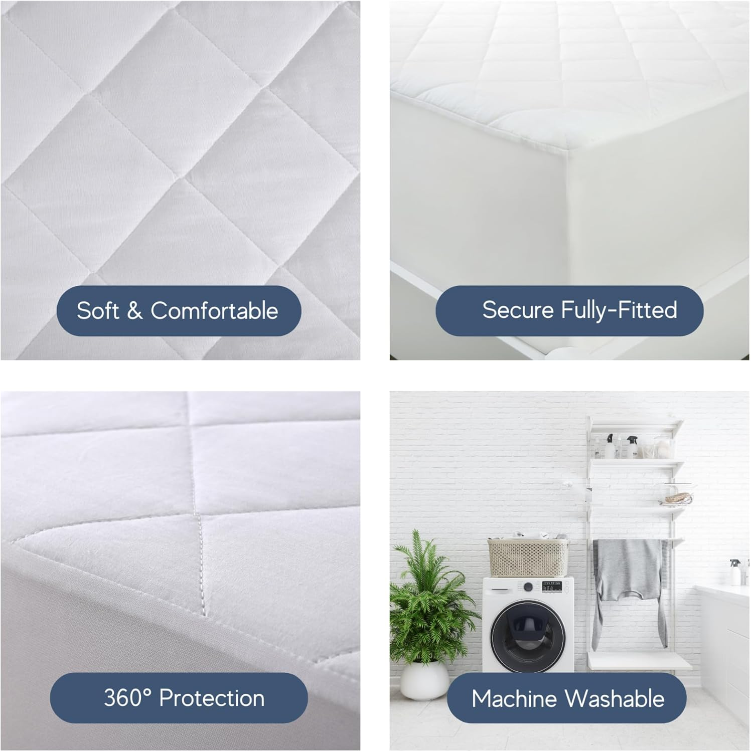 Dreamaker Cotton Quilted Mattress Protector, Natural Breathable Cover, Fully Fitted Extra Deep Skirt, 100GSM Polyester Fibre Fill for Added Comfort, Easy Care & Machine Washable - Single Bed image number 1