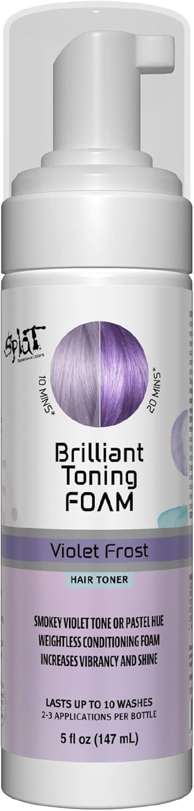 Splat Brilliant Toning Foam, Rose Gold, 5 Oz., Hair Toner Lasts up to 10 Washes, Weightless Conditioning Foam Increases Vibrancy and Shine, Vegan & Cruelty-Free