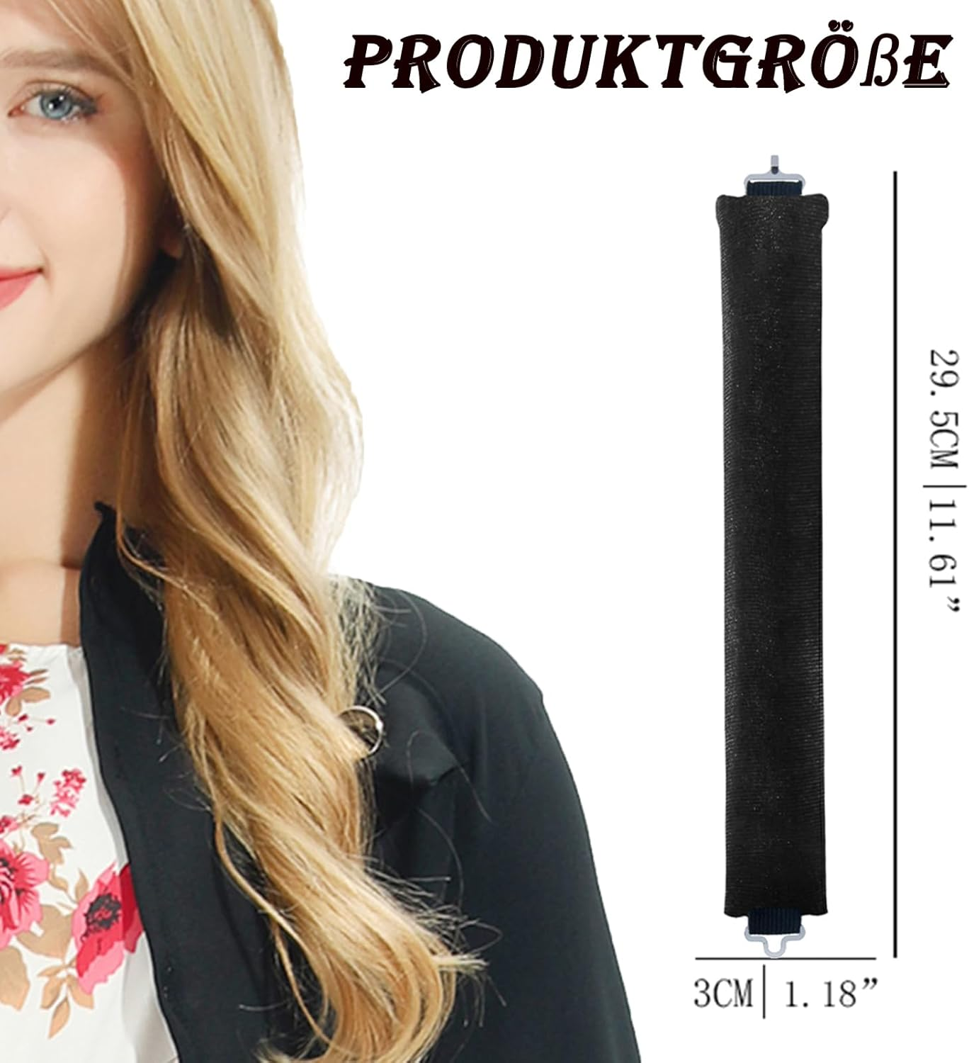 Pack of 3 Heatless Blowout, Heat-Free Curlers, Blowout Hair Overnight, Heatless Curls Band, Blowout Curls without Heat, Curlers Heatless Curls for All Hair Types (Black) image number 4