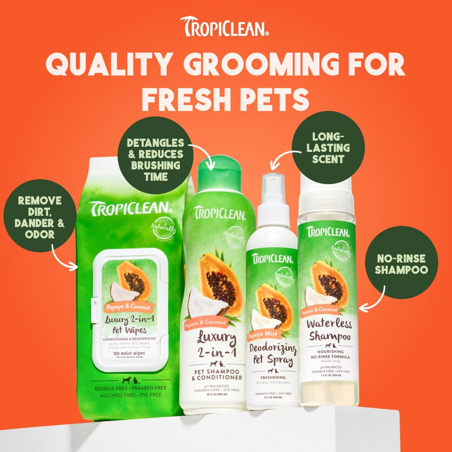 Tropiclean Papaya Coconut Luxury 2-In-1 Pet Wipes (Pack of 100) image number 6