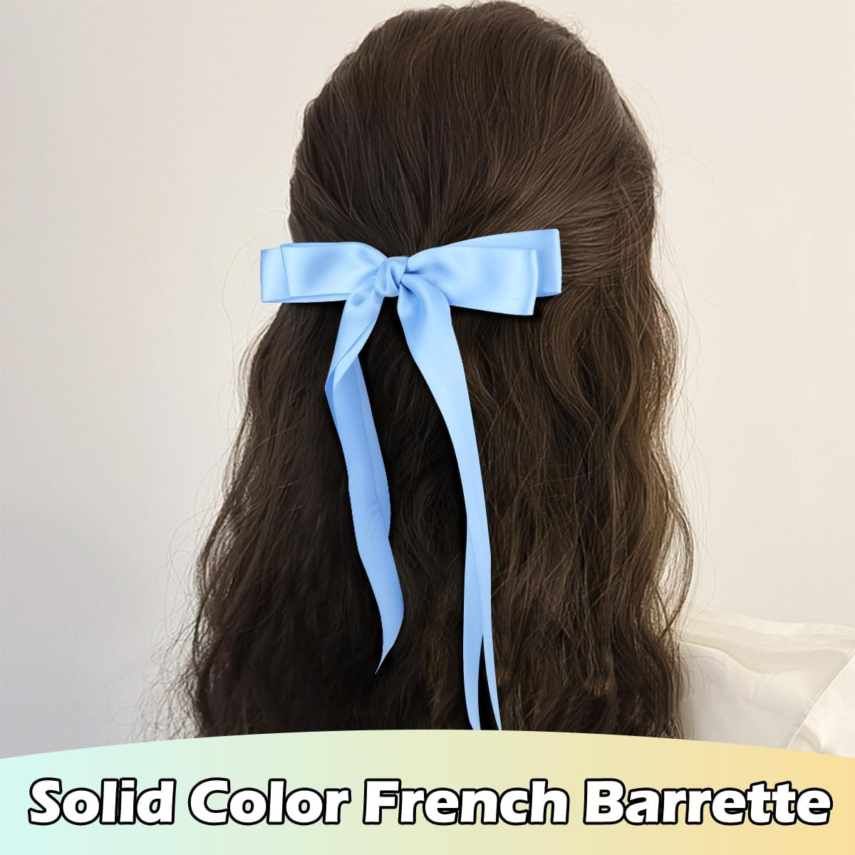 Pack of 12 Hair Bands Bow Clips for Women, Silky Satin Hair Bows Hair Clip, Solid Colour French Barrette with Long Tail, Bowknot Hair Accessories for Girls Lolita Party Gift