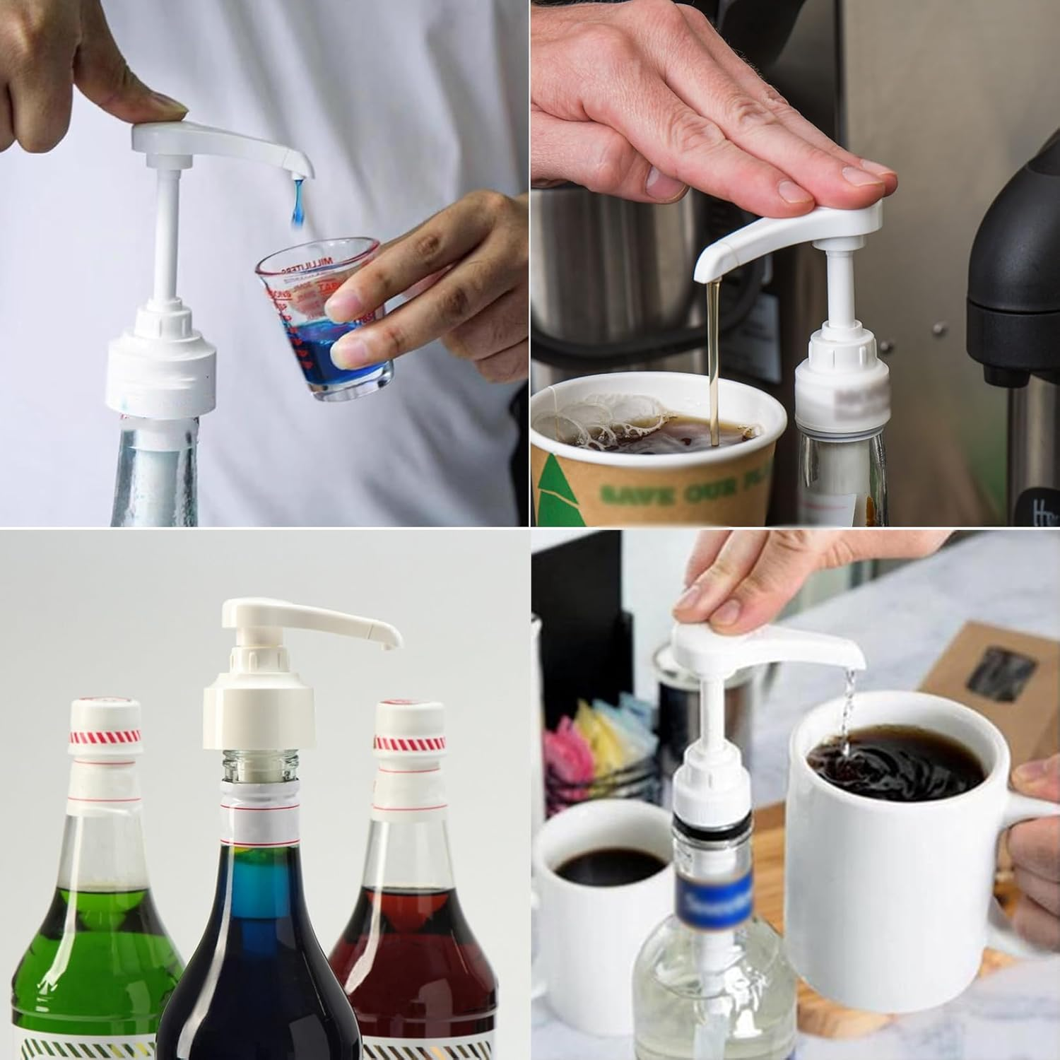 Pack of 2 Pump Dispenser Compatible with Monin Coffee Syrup Pump Snap-On Syrup Dispenser for Monin Dosing Pump 10 Ml Soap Dispenser Pump Head for 700 Ml and 1000 Ml Bottles Reusable Pump Attachment