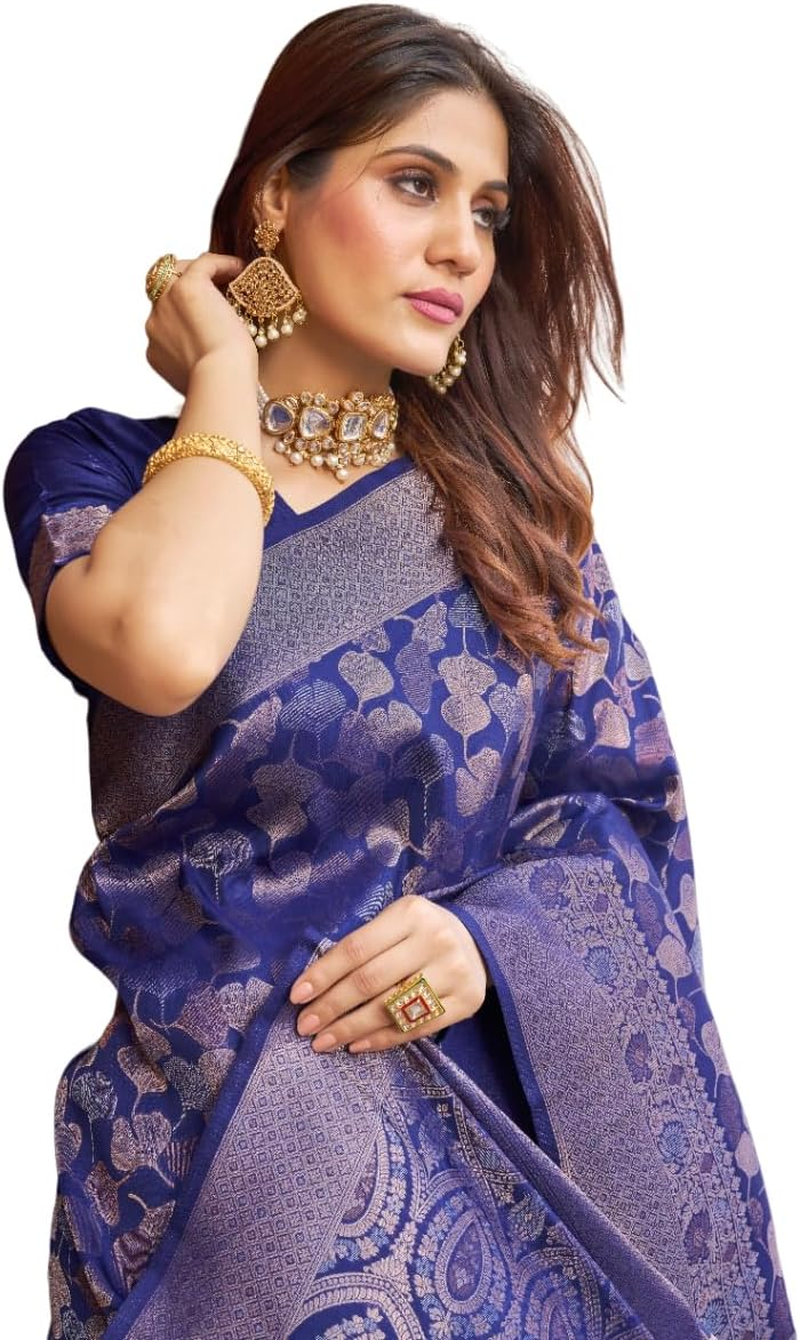 SWORNOF Womens Kanjivaram Soft Silk Saree Patola Saree with Blouse Piece