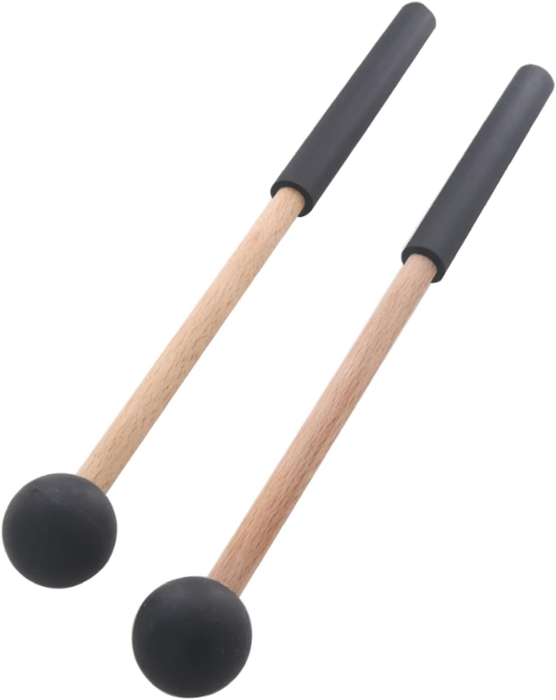 8 Inch Wood Percussion Mallets, 1 Pair Black Drum Sticks with Rubber Head and Handle for Xylophone Glockenspiel Marimba Woodblock Tongue Drum image number 4