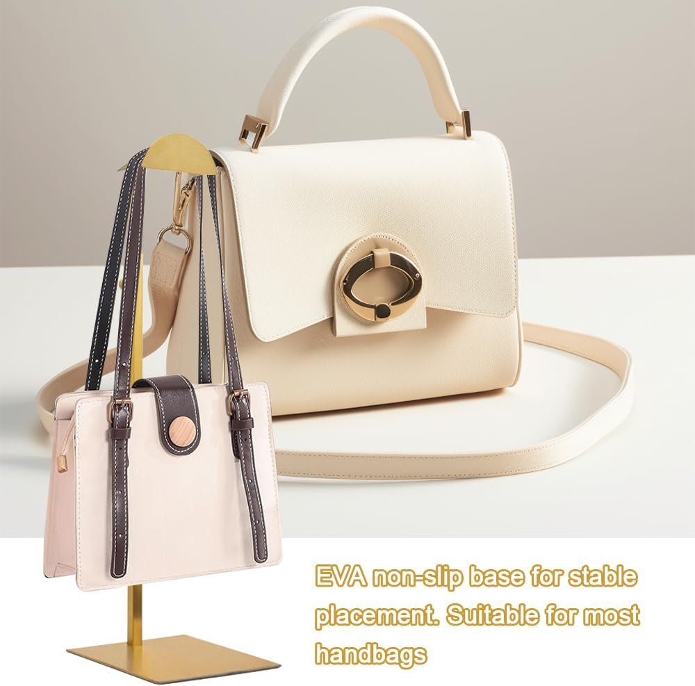 2 Pack Handbag Rack Adjustable Metal Display Stand Stainless Steel Hand Bag Display Single Hanging Hook Clothes Hanger Accessories (Gold) image number 2