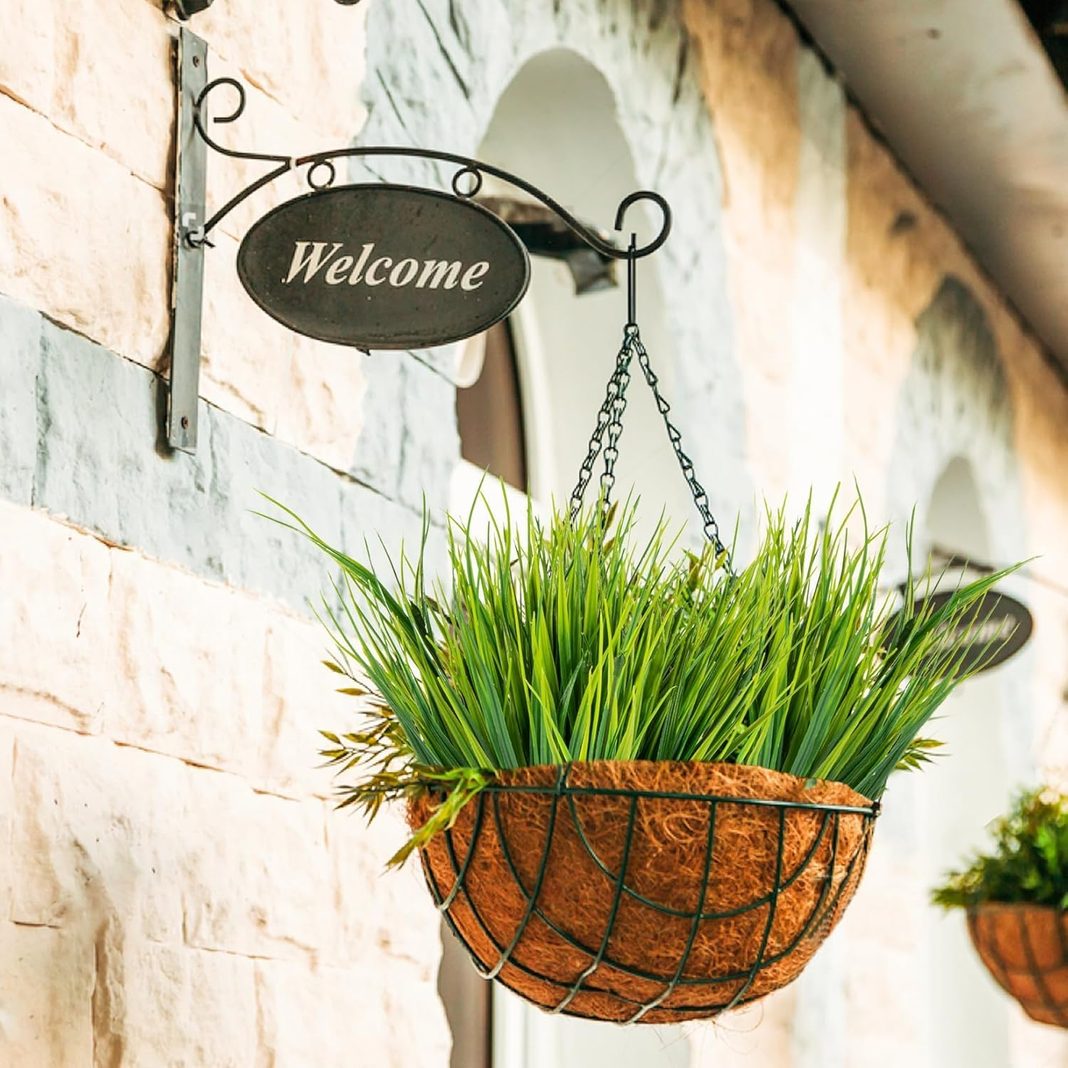 18PCS Outdoor Artificial Grass Faux Plants Spring Summer Decorations, UV Resistant Bulk Realistic Fake Bushes Grass Plastic Greenery Shrubs Front Porch Patio Garden Window Box Home Decor Arrangement