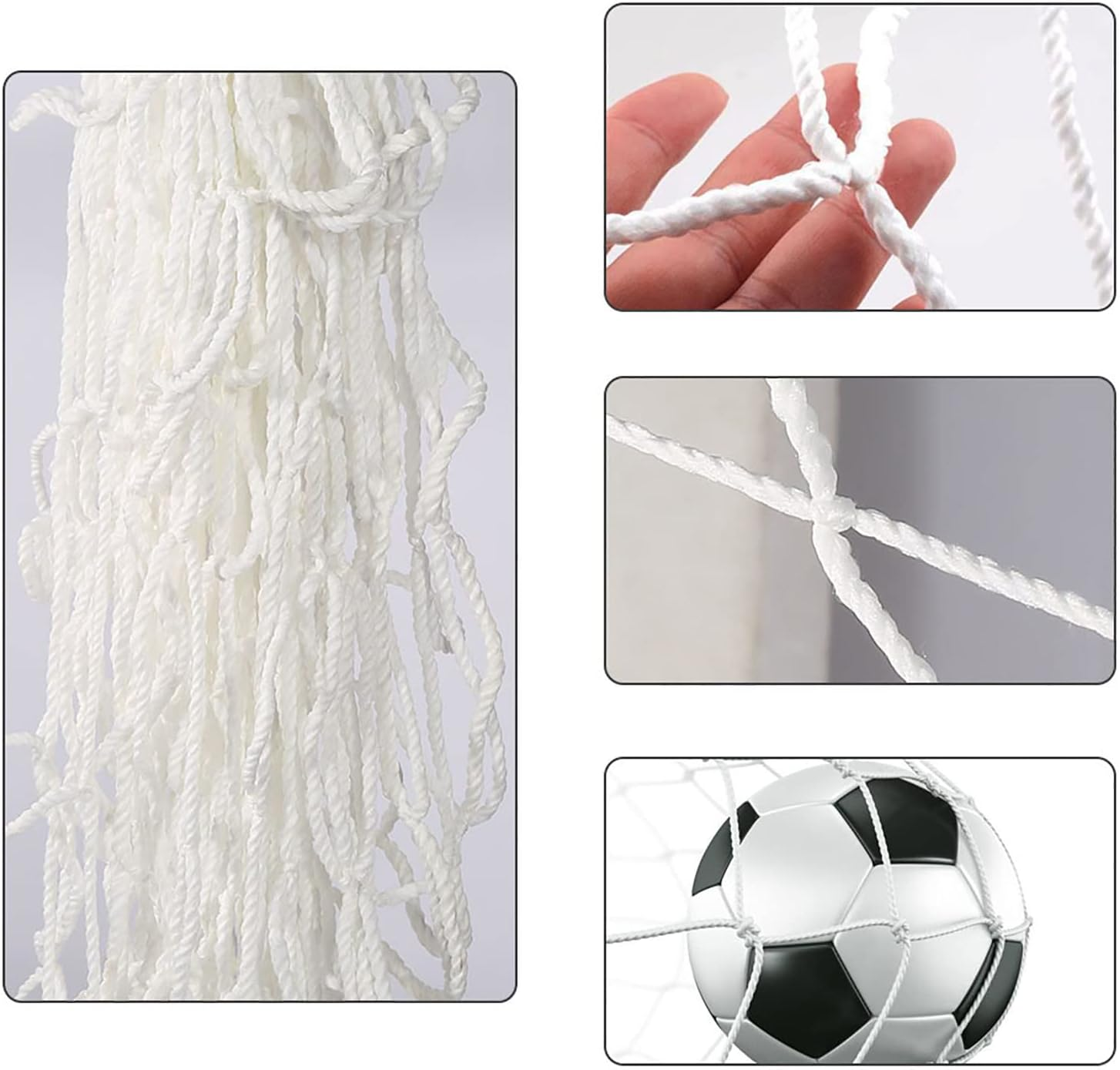 Soccer Goal Net, Sports Twisted Net Post Netting Portable Football Replacement Field Equipment Foldable Polyethylene Rope for Backyard Daily Practice Match Training Shooting Aid with Carry Bag image number 5