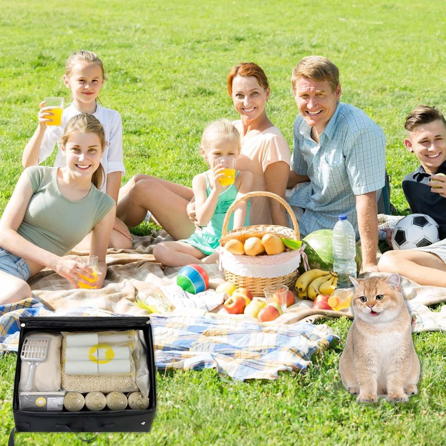 Gomety Portable Cat Travel Toilet with Lid, 40 X 32 X 15 Cm, Foldable Cat Litter Box, Waterproof with Handle, Useful Pets Cat Litter Tray for Travel, Outdoor, Camping, Home Use (Black) image number 3