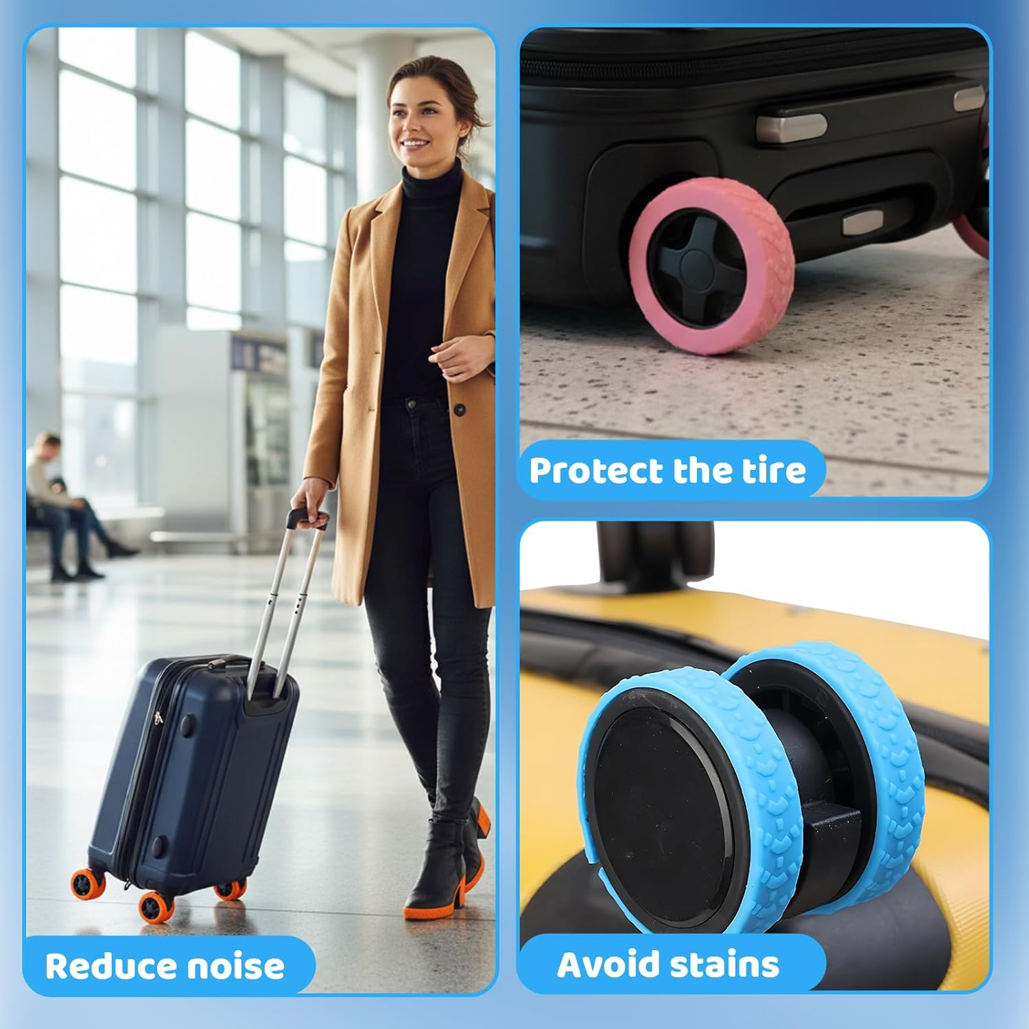 14 Pack Luggage Wheel Protectors, Suitcase Wheel Covers for Luggage and Cart, Durable Protectors for Travel, Universal Fit for Most Suitcases image number 2