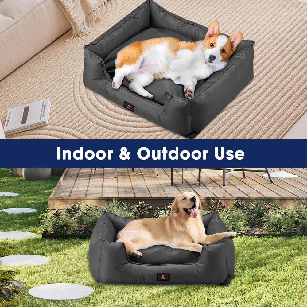 Waterproof Dog Bed for Medium Large Dogs, 600D Oxford Dog Sofa Bed Tough with Removable Cover, Non-Slip Bottom Pet Bed Easy Clean, Scratch Resistant Orthopaedic Pet Sofa, Black, XL image number 4