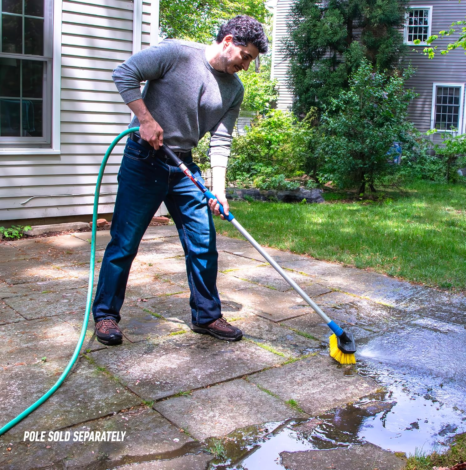 Unger Professional Hydropower 10&rdquo; Bi-Level Scrub Brush &ndash; Compatible with Waterflow Poles, Cleaning Brush, Scrubber Brush, Great for Garage, Driveway, Deck, Concrete, Cement & Brick image number 5