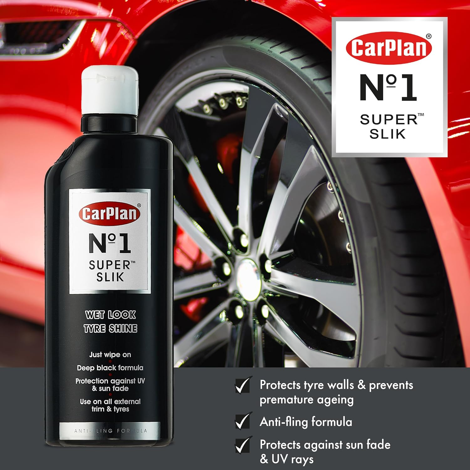 Carplan No.1 Super Slik Wet Look Car Tyre Shine, 600 Ml image number 6