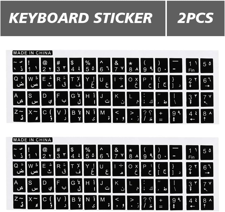 2 Pieces Transparent Arabic Keyboard Stickers with Letters for Laptop, PC, Desktop, Handy and Professional Computer Notebook image number 3