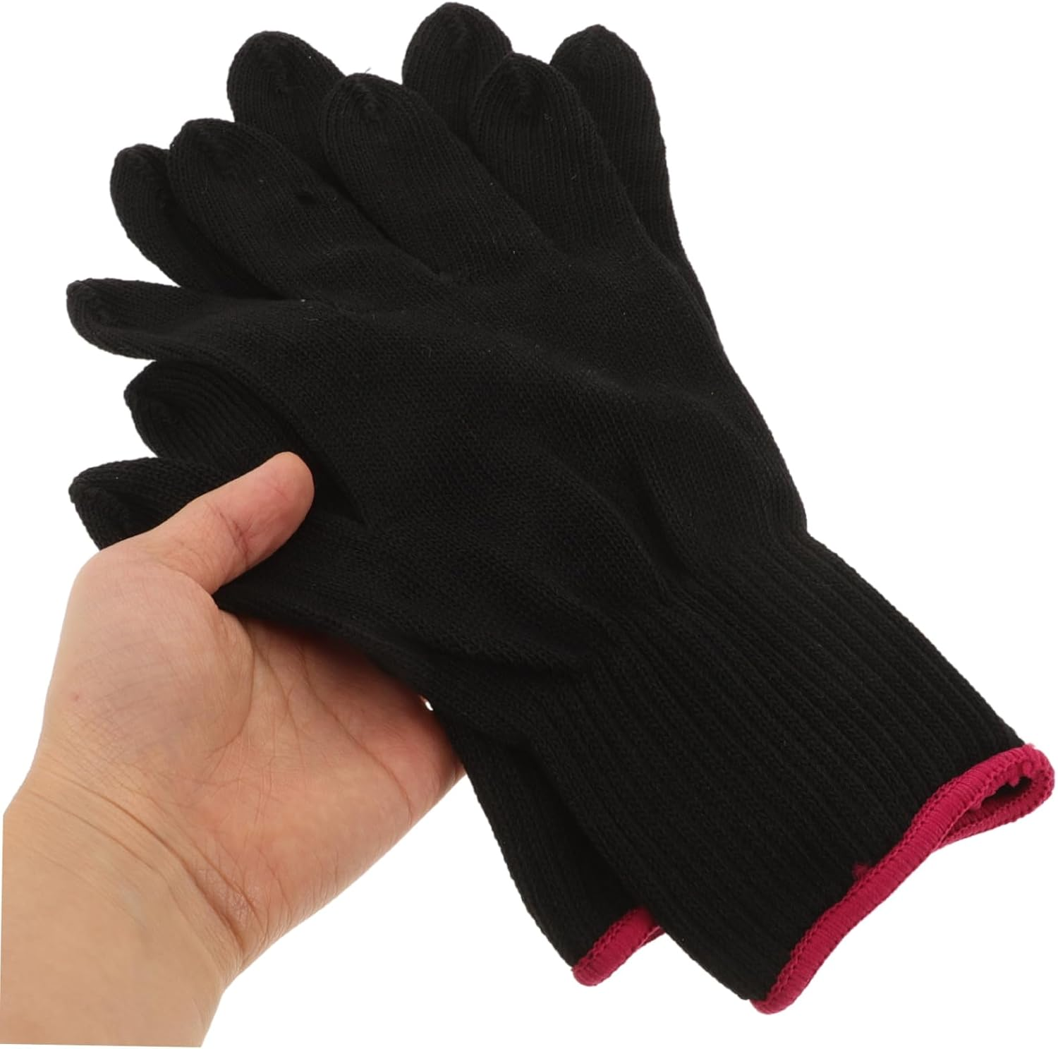 CALLARON Heat Resistant Hair Styling Gloves Black Curling Iron Glove Heat Protection Mitts for Curling Wand and Flat Iron Salon Use image number 2