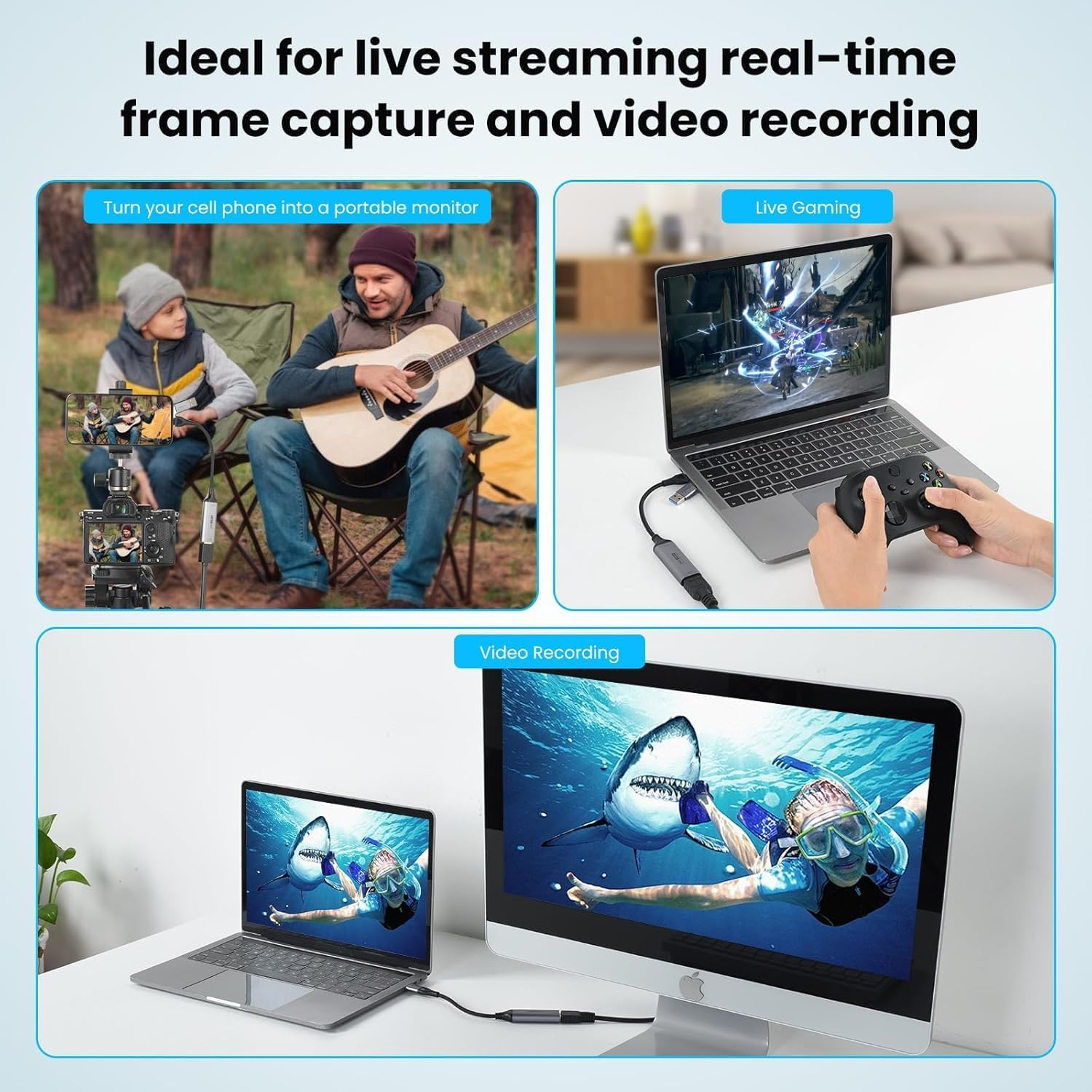 T Tersely 4K HDMI to USB C 2.0 Capture Card, 1080P HD 60Fps Live and Record Video Audio Grabber for Gaming, Streaming, Teaching, Video Conference, Windows, Mac OS System