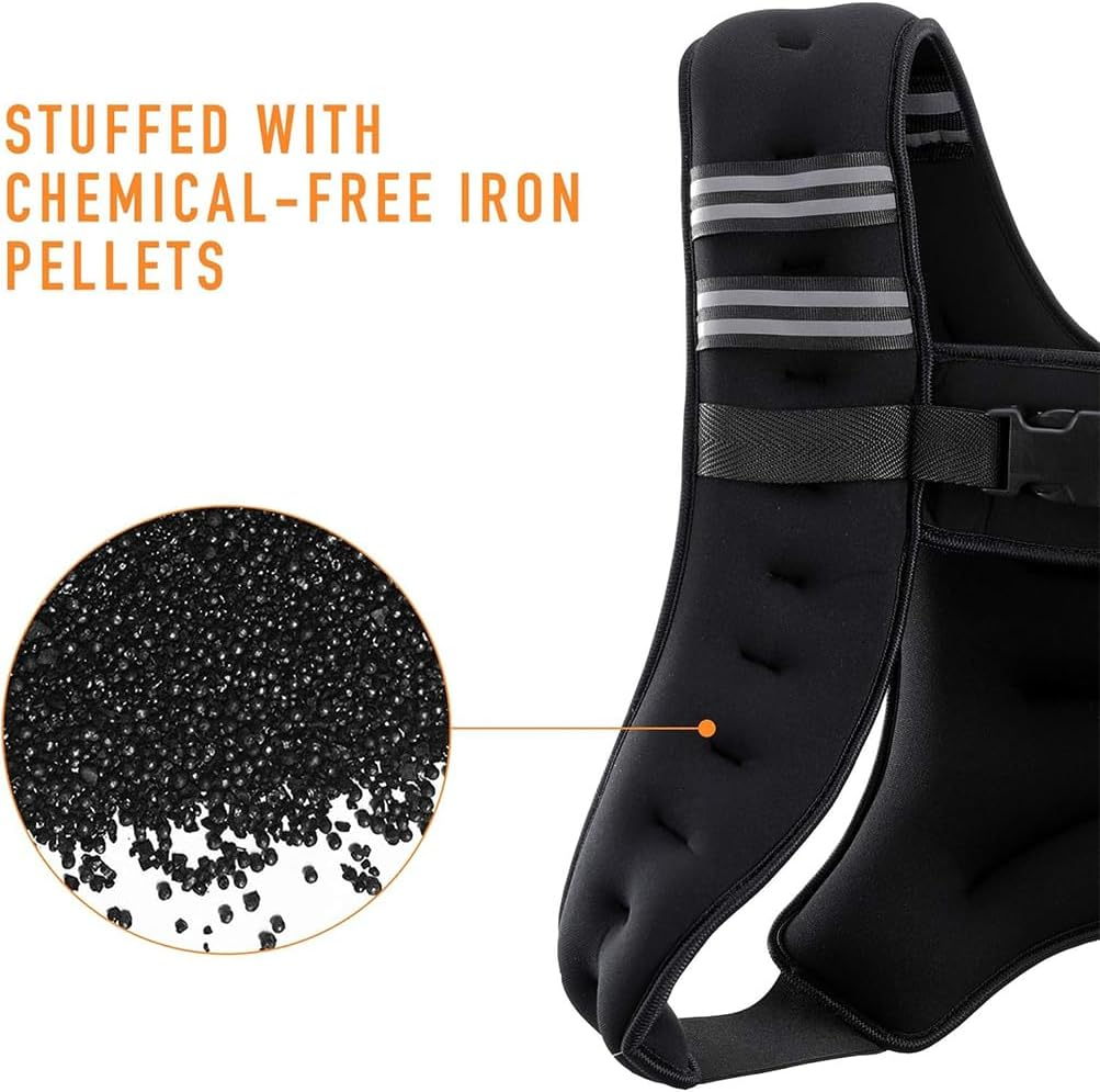 Weighted Vest with Armband Workout Equipment with Adjustable Dual Buckle Straps and Reflective Strip for Workout, Strength Training, Running, Fitness, Muscle Building, Weight Loss, Weightlifting image number 2