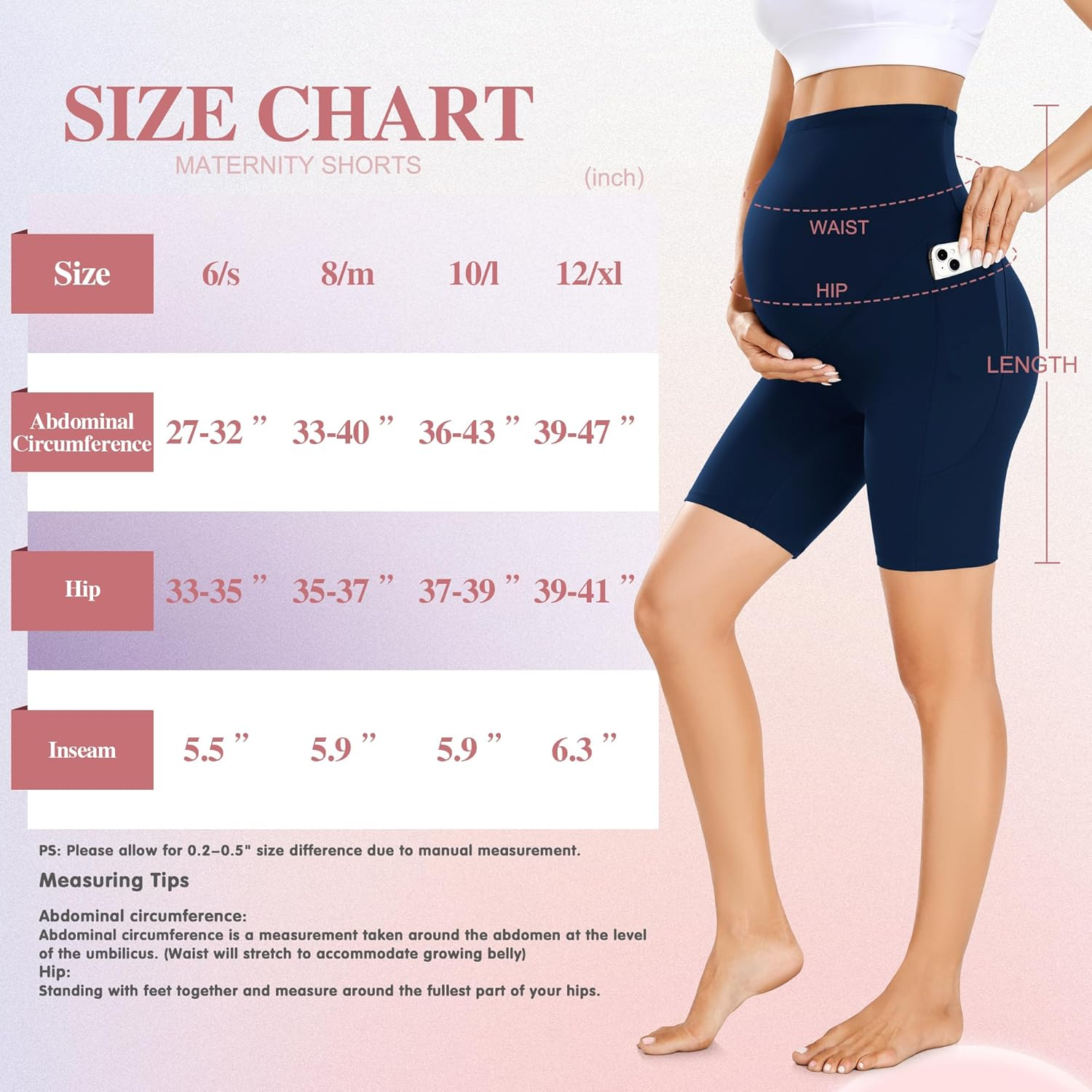 FULLSOFT 3 Pack Maternity Shorts over Belly - 8" Pregnant Women'S Cycling Shorts with Pockets, High Waisted, Mid Rise, Solid, Polyester Blend, Size 8 image number 3