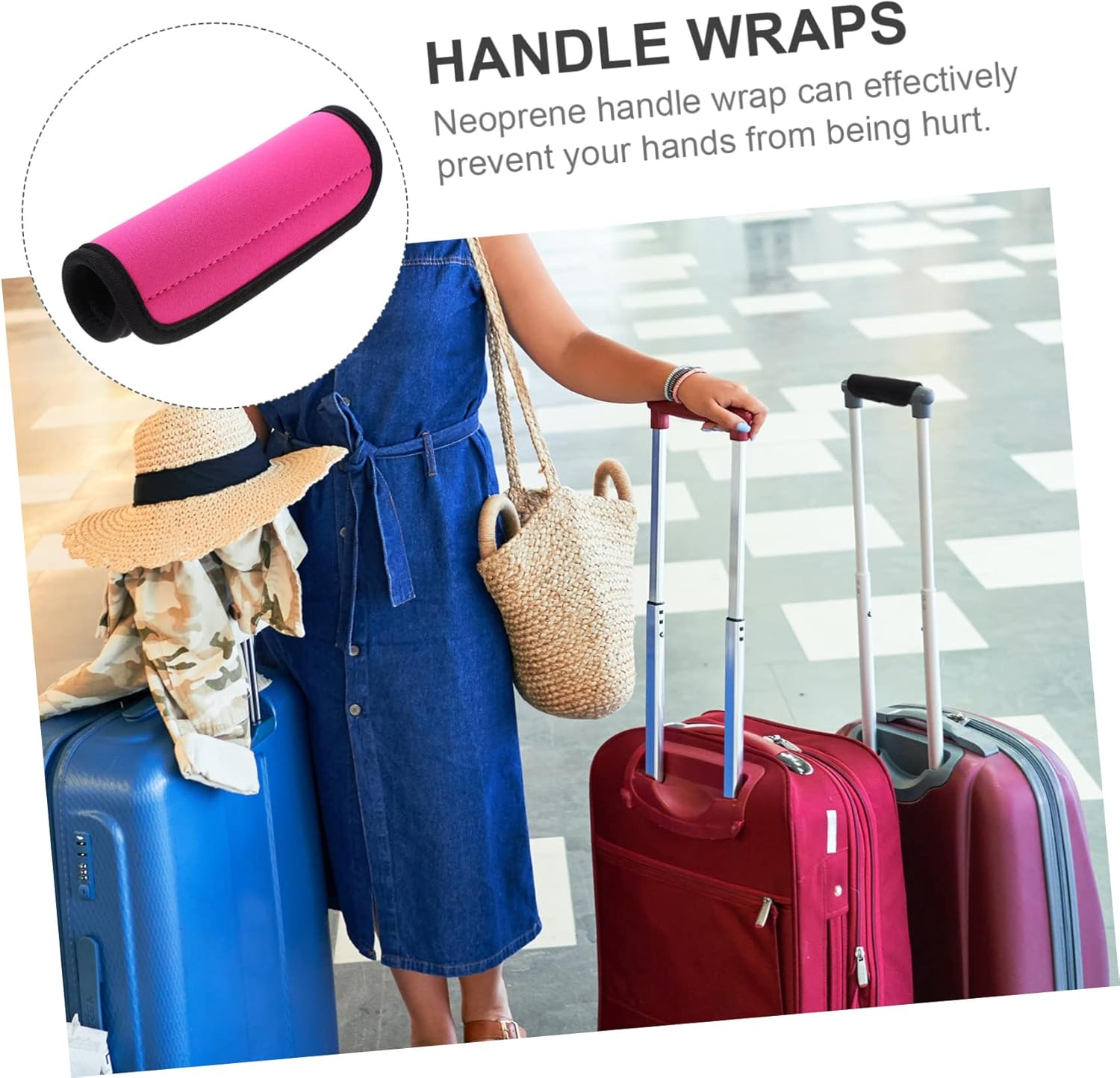 GAROZATION Neoprene Luggage Handle Wraps Simple Style Comfortable Hand Protectors for Traveling Suitcase Handle Covers image number 3