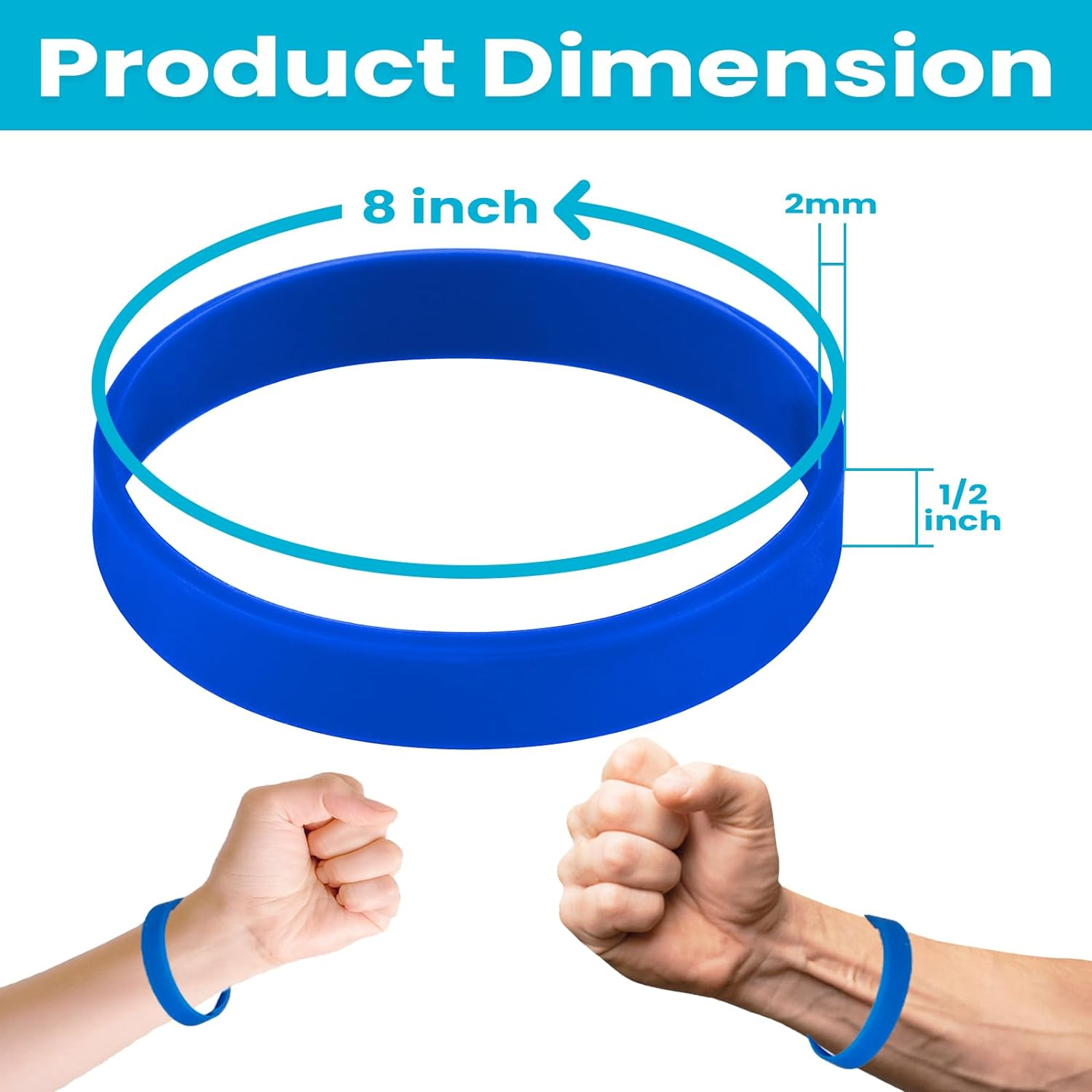 GOGO 12 PCS Adult Silicone Wristbands, Rubber Bracelets, Party Accessories - Cambridgeblue image number 2
