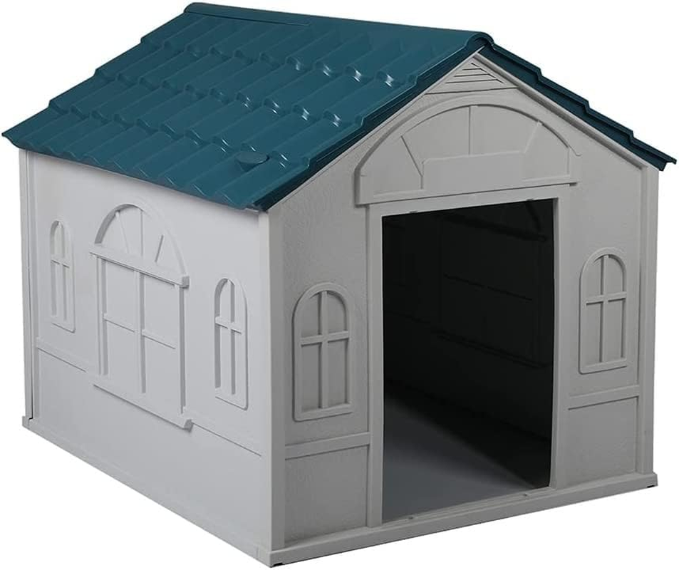 Pawz Dog Kennel Outdoor Indoor Pet Plastic Garden House Weatherproof outside XL, Durable Weatherproof Dog House, Waterproof Dog Kennel Outdoor, Easy Clean Ventilation PP Plastic Dog Crate, Blue image number 1