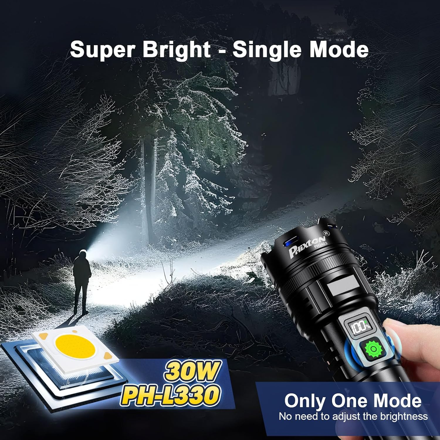 Rechargeable Flashlights 2000 High Lumens Single One Mode Super Bright, High Powered LED Flashlight USB C, High Beam 3280 Ft Long Lasting Powerful Heavy Duty Strong Flash Light for Security Hiking image number 1