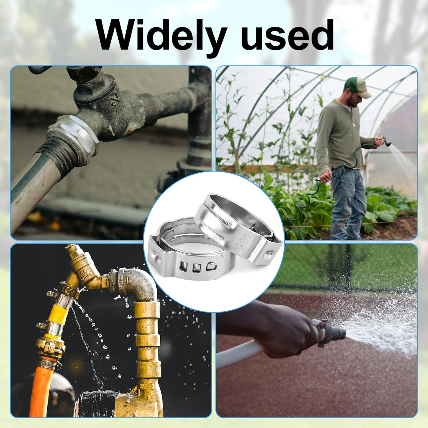 50 Pcs Pex Crimp Ring, 1/2 Inch Pex Cinch Clamps Shark Bite Pex Cinch Clamps Pex Cinch Crimp Rings Stainless Steel Pinch Crimp Rings for Pex Fittings Connection image number 3