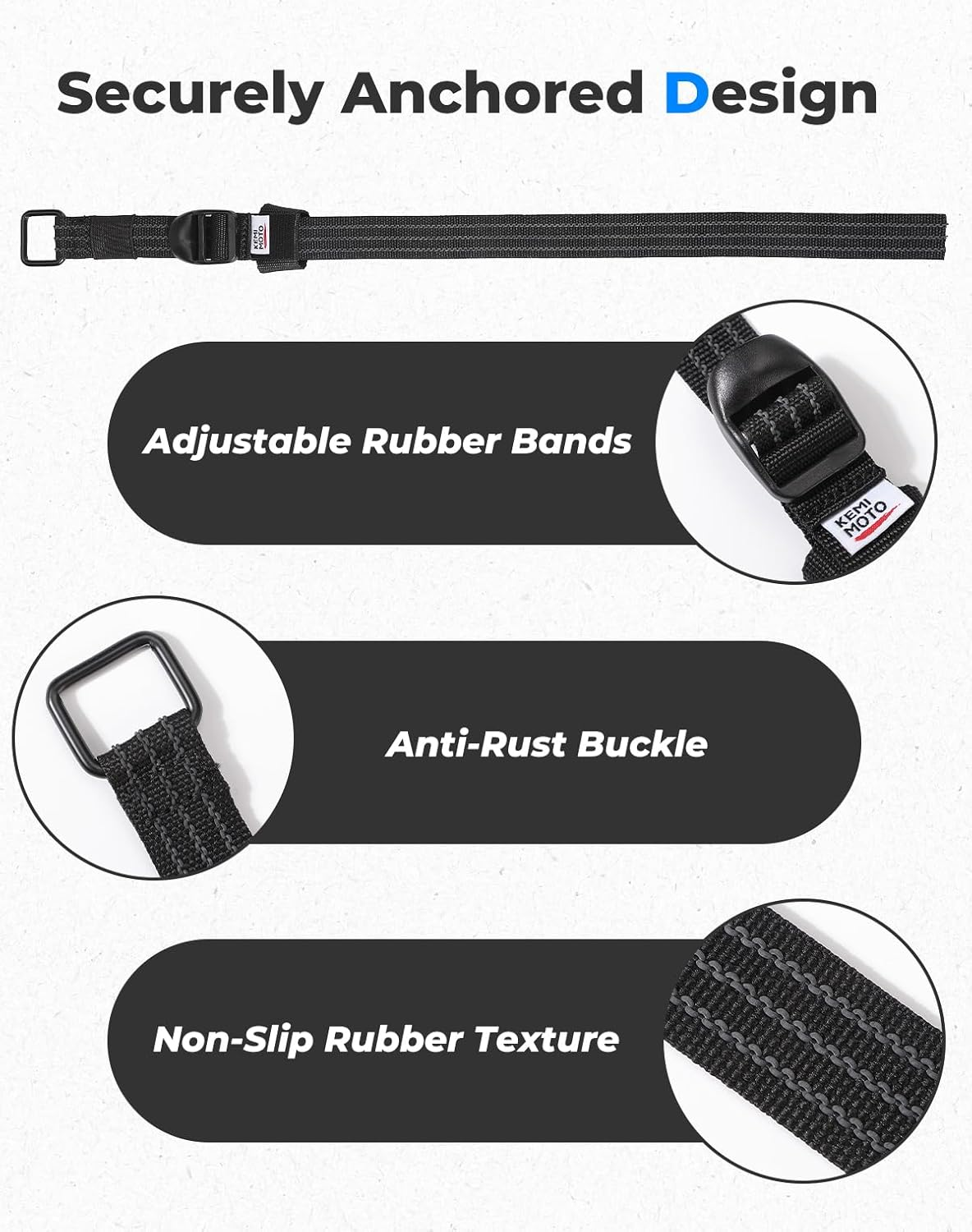 KEMIMOTO Set of 4 Shovel Clamp Straps for Roof Rack &ndash; Fits Tools with 1.5"-3.5" Diameter and Mounts on 0.85"-2.5" Roll Bars. Compatible with Maverick X3, Teryx, Talon ZFORCE 1000, and Polaris Ranger. image number 1