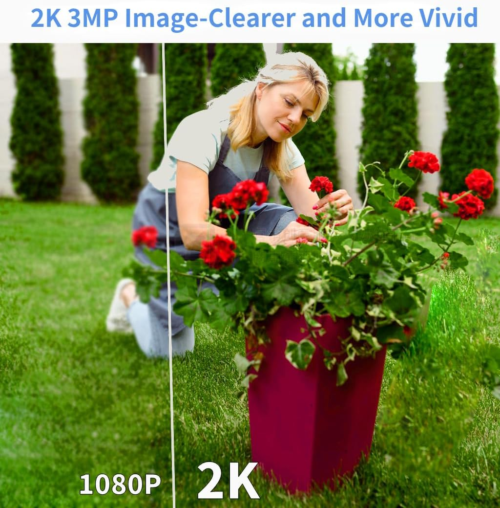 Xega Wifi Solar Security Camera 2 Pack, HD PTZ Wireless Outdoor Camera Surveillance Rechargeable Battery with Solar Panel, IR Night Vision, 2-Way Audio, PIR Motion Detection, IP66 Waterproof, 2.4Ghz image number 4