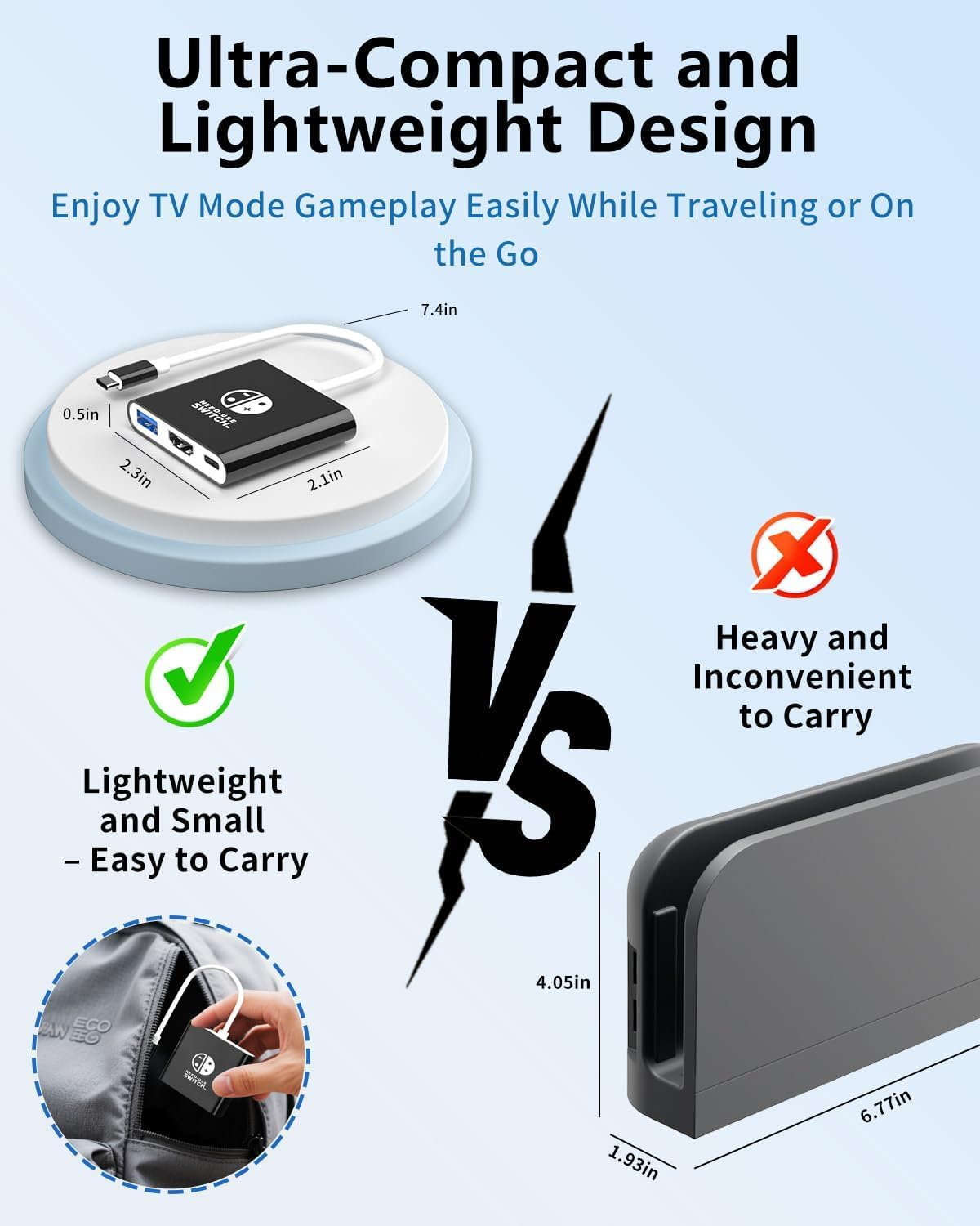 Switch 2 Dock, TV Docking Station for Nintendo Switch 2/Switch Oled/Steam Deck, 4K@60Hz HDMI, 100W PD Charging, USB 3.0 Hub (3-In-1) image number 4