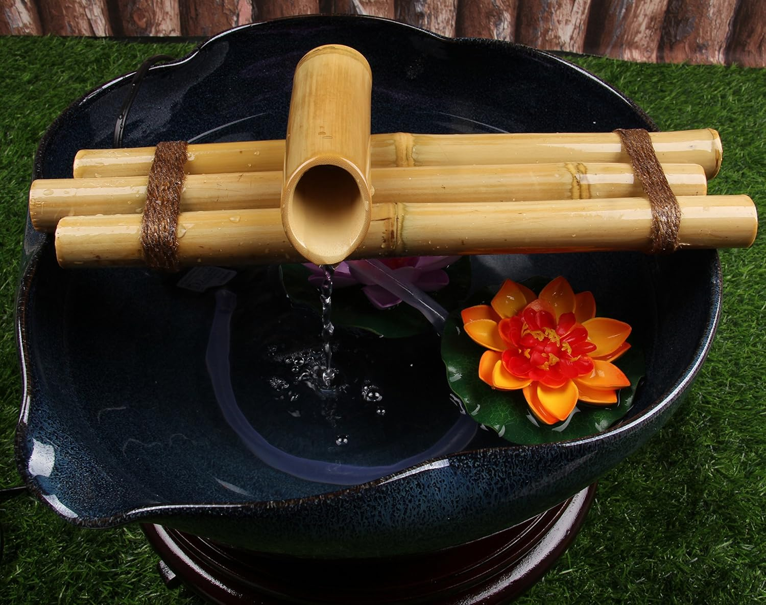 Bamboo Water Fountain Medium 12 Inch Three Arm Style without Pump, Indoor or Outdoor Zen Garden Decor Fountain, Natural, Split Resistant Bamboo, Combine with Any Container to Create Your Own Fountaion image number 3