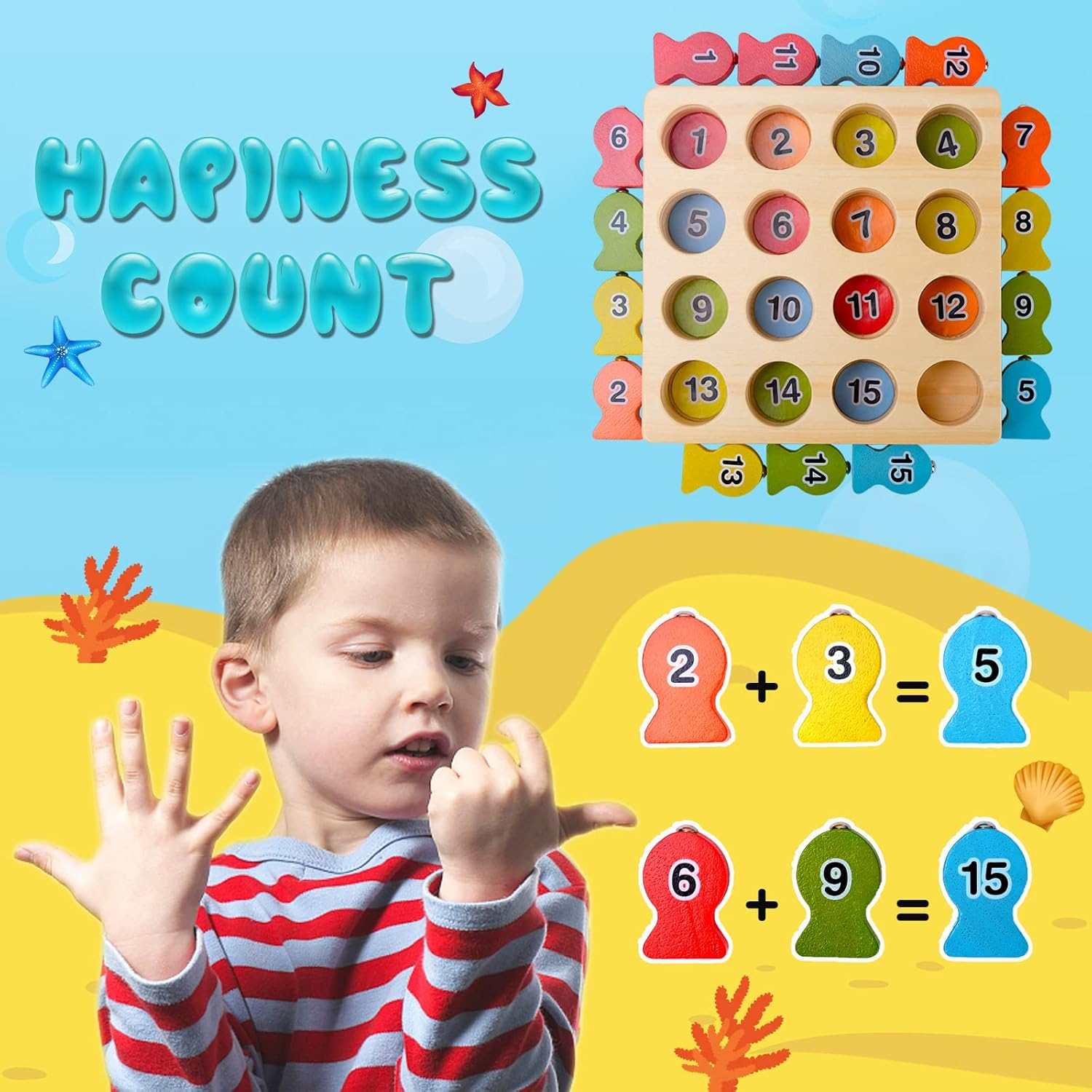 Montessori Toys for Toddlers Age 2-3-4, Learning & Education Toys for 3-4 Year Old Boy Kids Busy Board Games 2+ 3+ Year Old Girl Gifts Wooden Magnetic Fishing Game Birthday Presents Sorting Puzzle image number 2