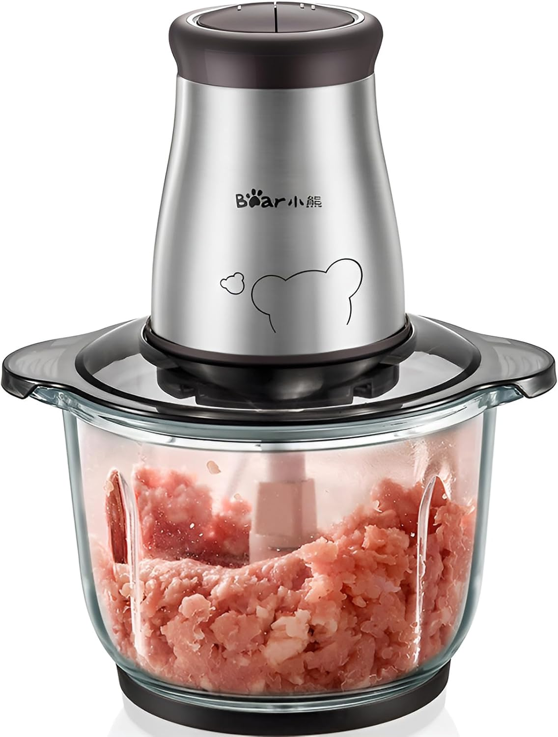 Food Processors, Electric Chopper with Meat Grinder & Veggie Choppe, 2L Glass Bowl & 4 Sharp Blades 2 Speed for Meat Grinder Vegetable Kitchen Cutter image number 5