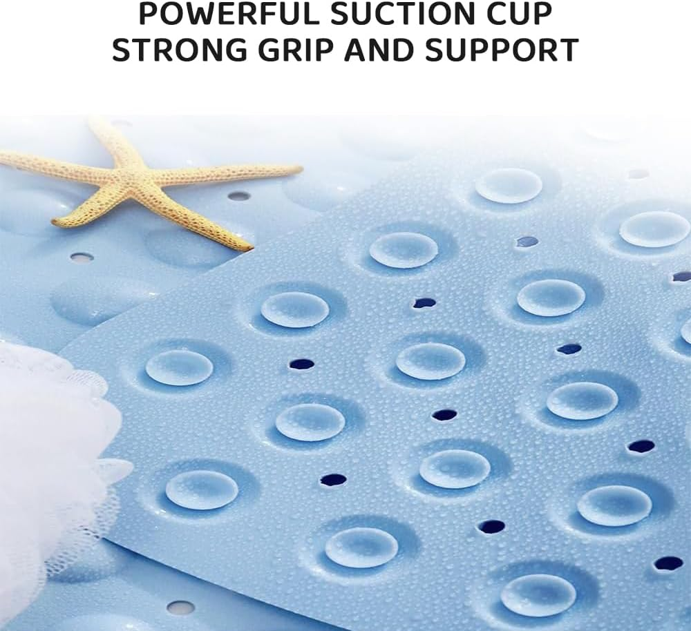 Corner Shower Mat with Suction Cups and Drain Holes &ndash; Non-Slip PVC Bath Mat, Quick Dry, 65X65Cm Sector Bathmat for Bathroom, Shower, Bathtub (Baby Blue) image number 3