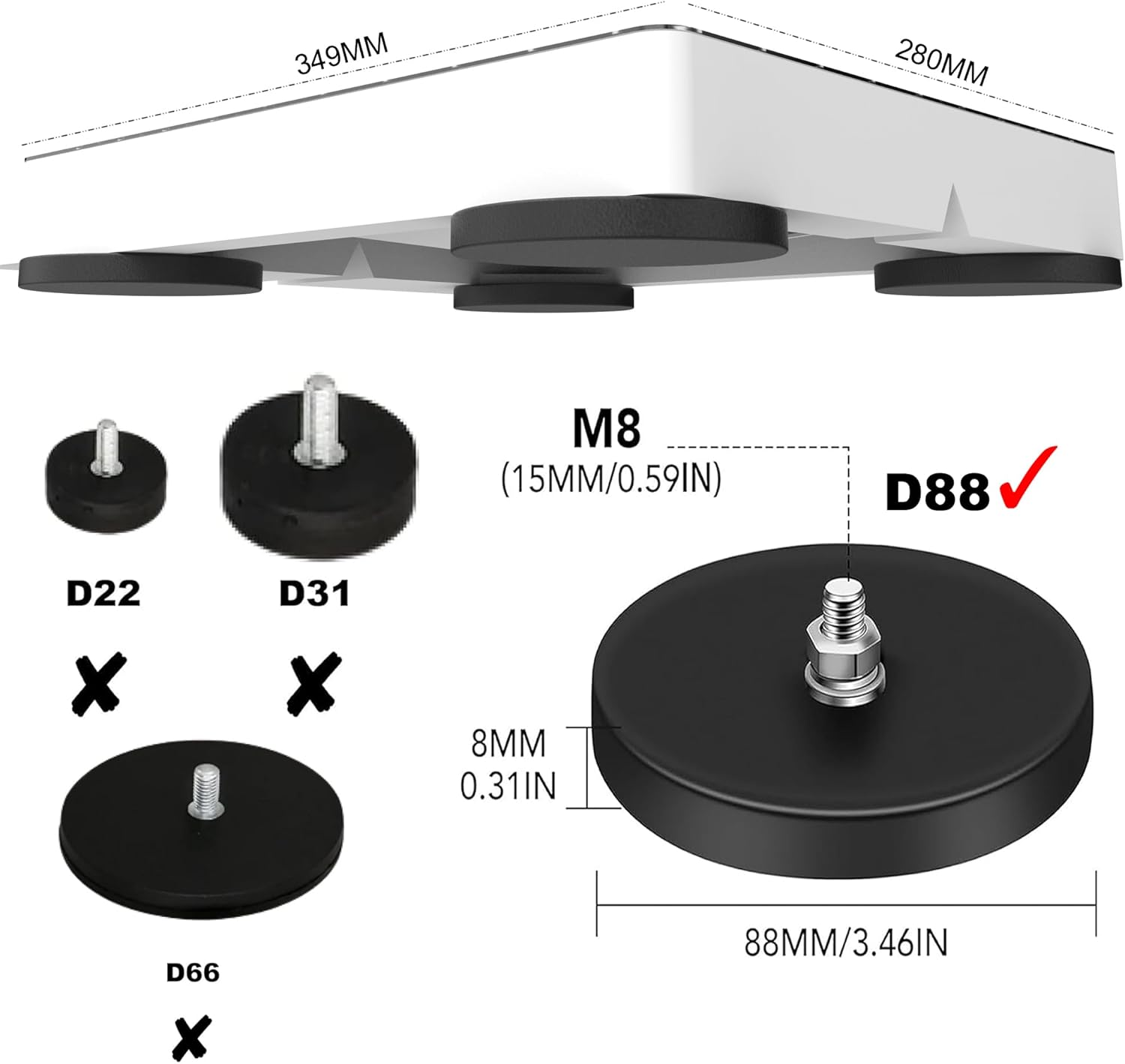 Starlink Mini Magnetic Mount &ndash; Magnetic Quick Release for Rvs, Vans, Boats &ndash; UV Resistant, High Temp Durable, 400 Lbs Strong Hold &ndash; Starlink Mini Roof Mount Kit image number 4