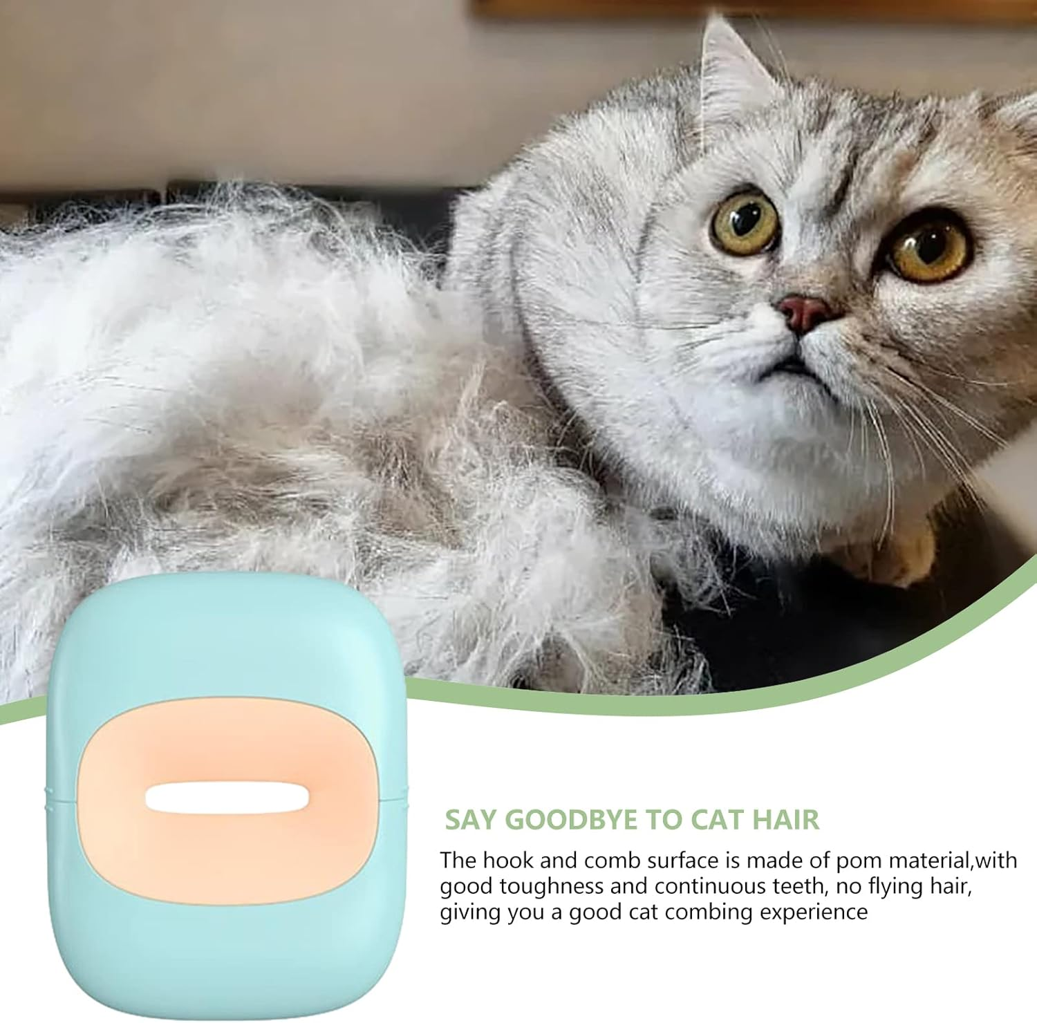 Cleaning Cat Brush - Massage Tool Cat Grooming Brush,Shell Shaped Grooming Brush for Dogs and Cats with Long and Short Hair Evikoo - Green image number 7
