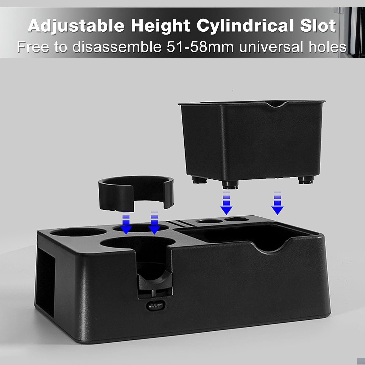 Espresso Tamping Station, Espresso Knock Box, Espresso Coffee Organizer Box Fit for Storage 51, 54, 58MM Espresso Tamper, Distributor, Portafilter & Puck Screen Accessories, Plastic Station Base