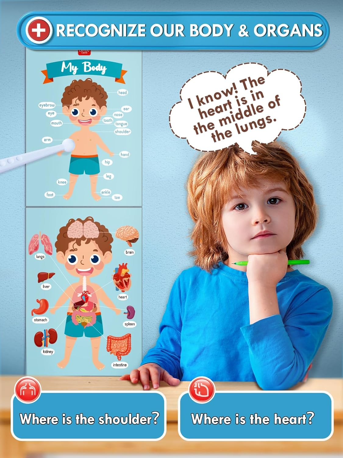 Kids Doctor Set, Toy Medical Kits 23 PCS, Pretend Play Doctor Kit Kids with Doctor Costume Doctor Bag Stethoscope, Role Play Set for 3 4 5 Year Boys image number 4