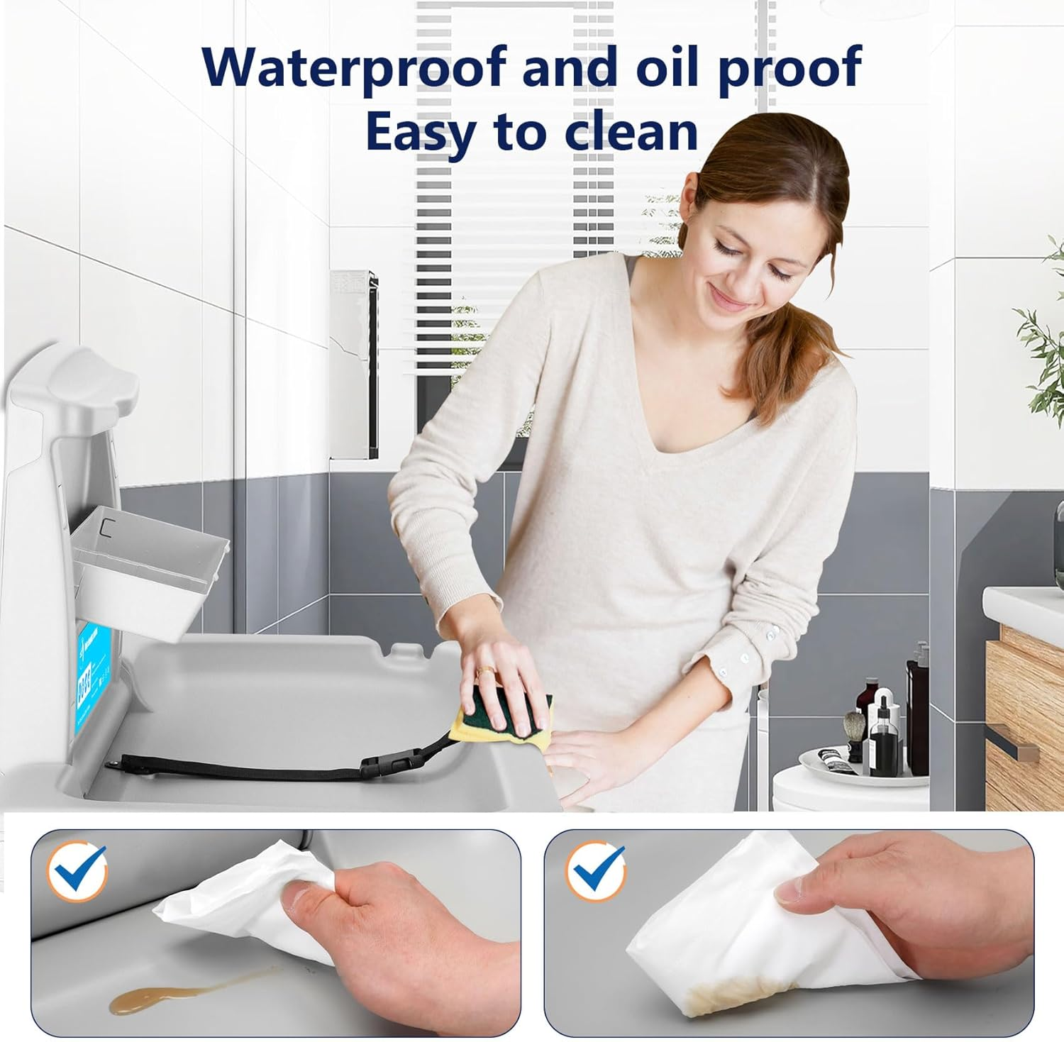 Commercial Baby Changing Station,Wall Mounted Baby Changing Station with Safety Strap,Wall Mounted Changing Table for Commercial Bathroom, Baby Changing Station That Makes Every Mother Happy