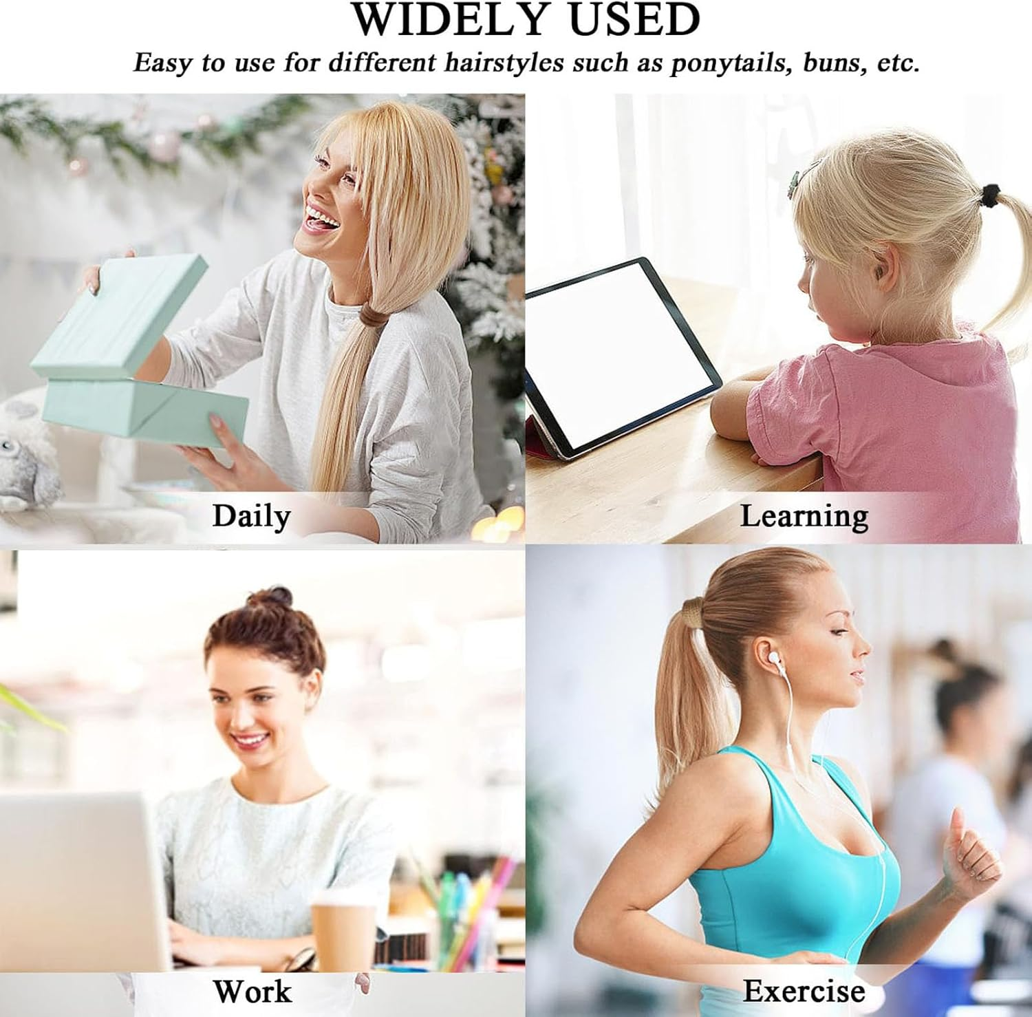 JCKD Pack of 100 Cotton Hair Ties, 4 Cm Seamless Hair Ties, Soft Elastic Hair Bands, Ponytail Holder, Unisex Elastic Hair Ties, Suitable for Women, Girls (5 Colors)