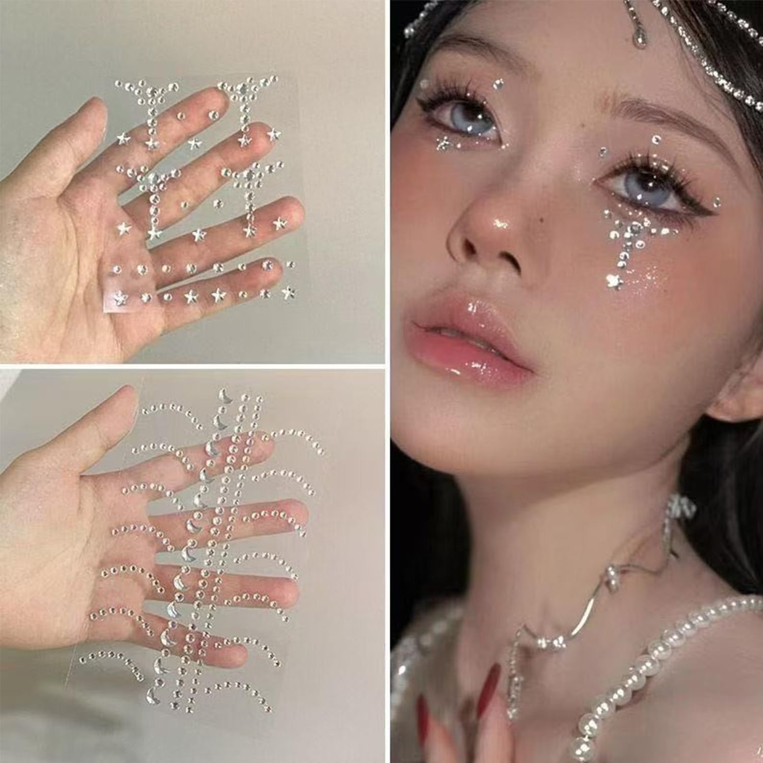 Taicols Face Gems Hair Jewels, Self-Adhesive Eye Rhinestones DIY Stick-On, Body Crystals Pearls for Makeup, Crafts, Self-Adhesive Rhinestones & Pearls Kit, Body Jewels for Cosplay/Festival DIY Makeup image number 6