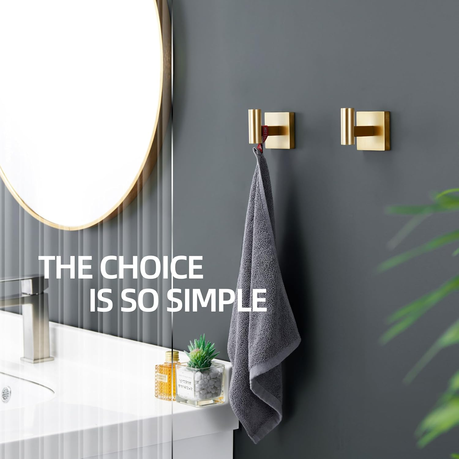 KOKOSIRI Robe Hooks Bathroom Towel Coat Hook for Bath Kitchen Wall 2 Pack Brushed Gold Stainless Steel B1013BG-P2 image number 6