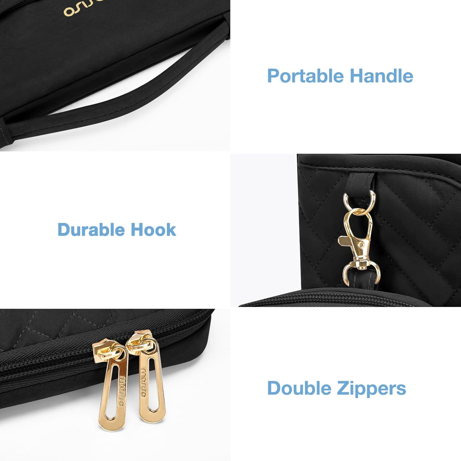 MOSISO 13-14 Inch 360 Protective Laptop Sleeve Compatible with Macbook Air/Pro, 13-13.3 Inch Notebook, Compatible with Macbook Pro 14, Rectangle Quilted Bag with Handle&Pocket&Small Case, Black image number 2